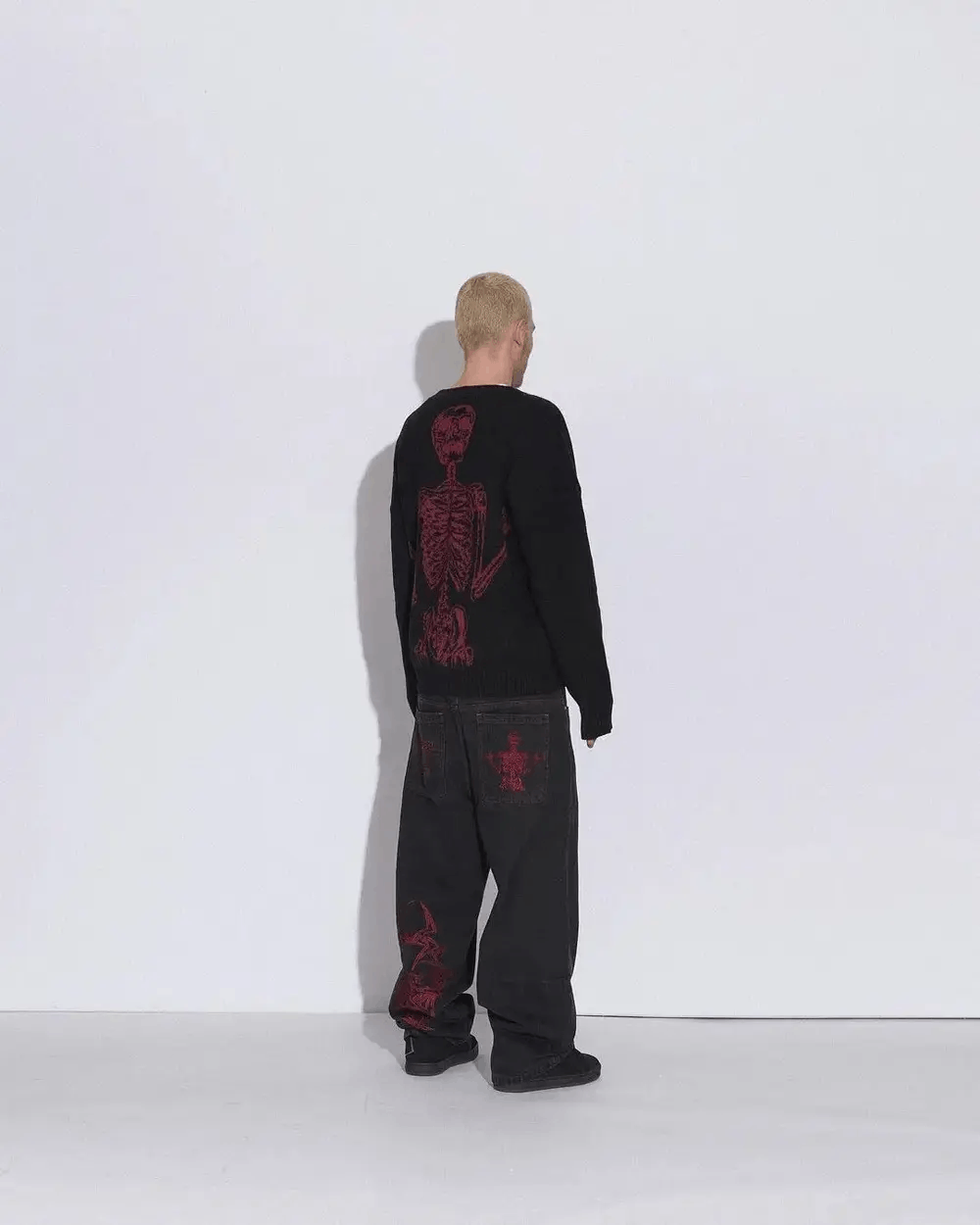 Japanese Brand × Vintage Retro Y2K jeans skeleton straight Trousers Wide Leg Size US 30 / EU 46 - 5 Thumbnail