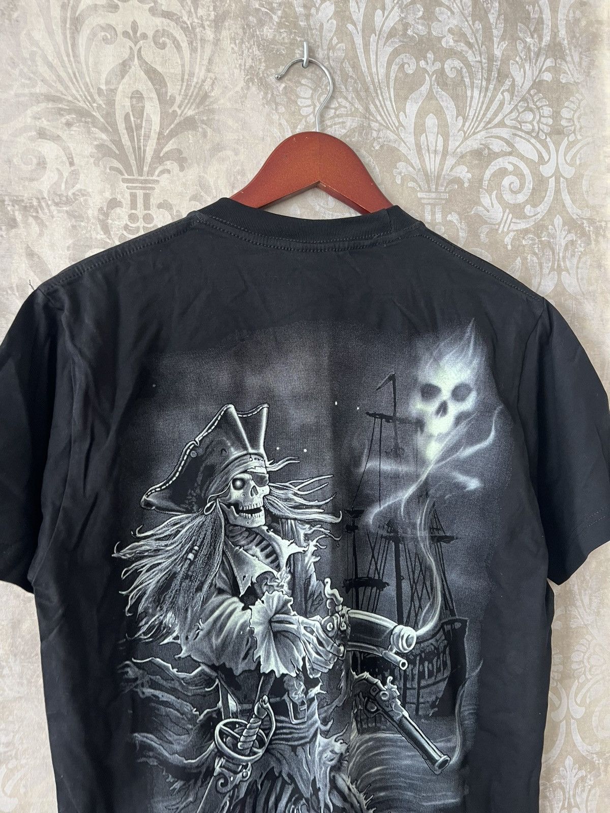 Vintage Vintage Pirate Skeleton Graphic T-Shirt Black Gothic Rock Size US M / EU 48-50 / 2 - 6 Thumbnail
