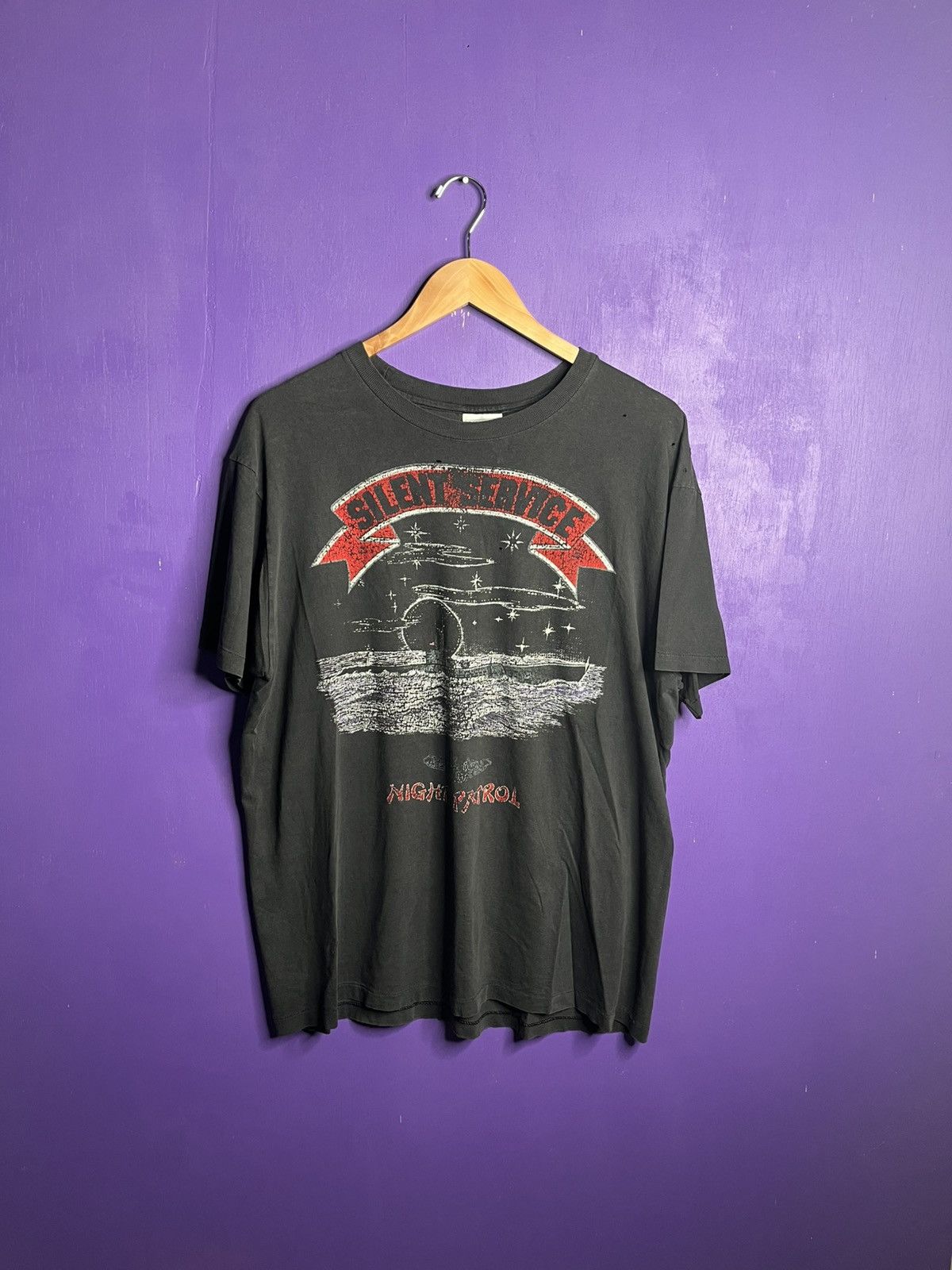 Vintage Vintage 80s Silent service patrol navy t-shirt Size US XL / EU 56 / 4 - 1 Thumbnail