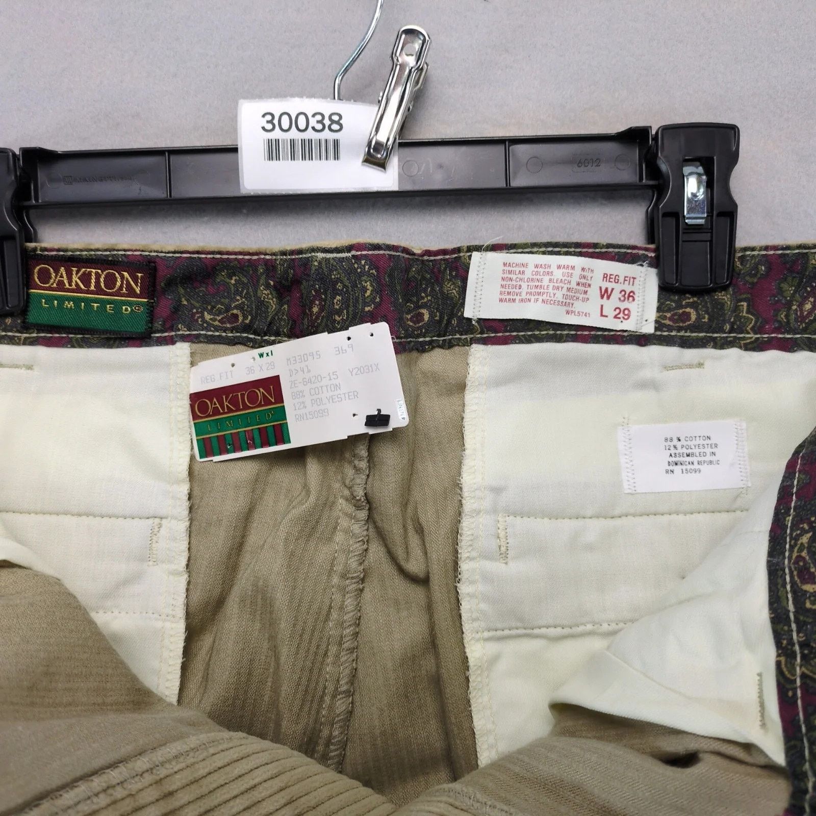 Vintage NWT Vtg 90s Oakton Limited Beige Corduroy Pants Men's 36x29 Size US 36 / EU 52 - 3 Thumbnail