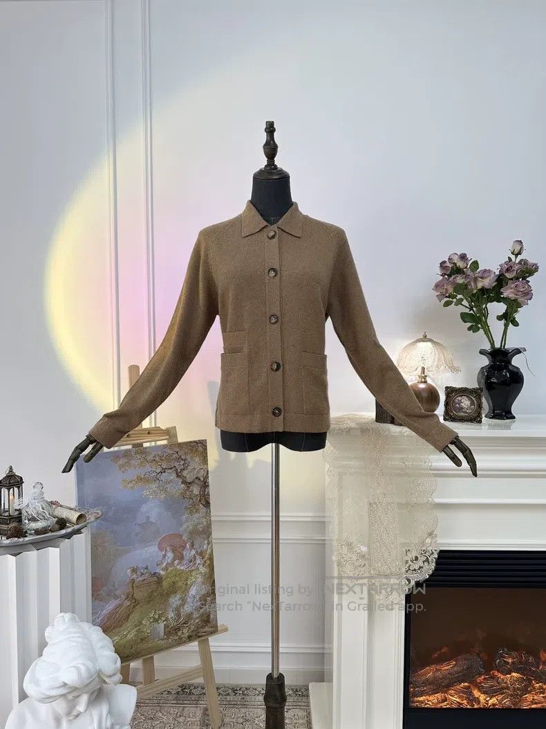 Hermes Hermes Autumn-Winter Knit Long Sleeve Jacket - Caramel Bro Size L / US 10 / IT 46 - 1 Thumbnail