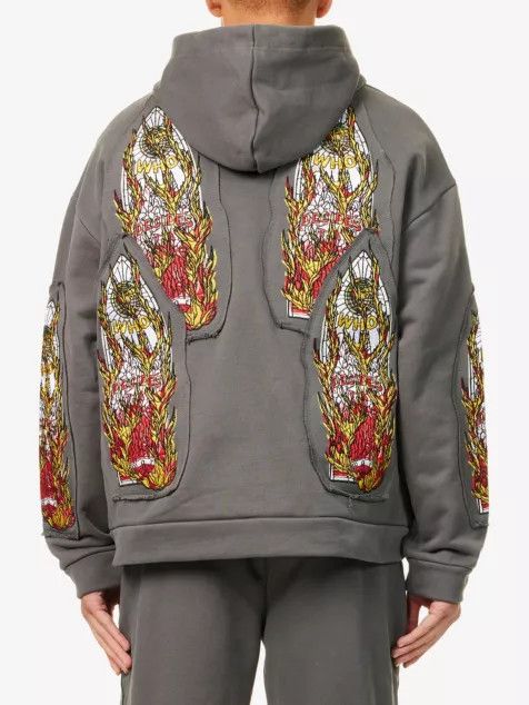 Who Decides War o1h1sh10525 Flame Glass Embroidered Pullover in Grey Size US XXL / EU 58 / 5 - 4 Thumbnail