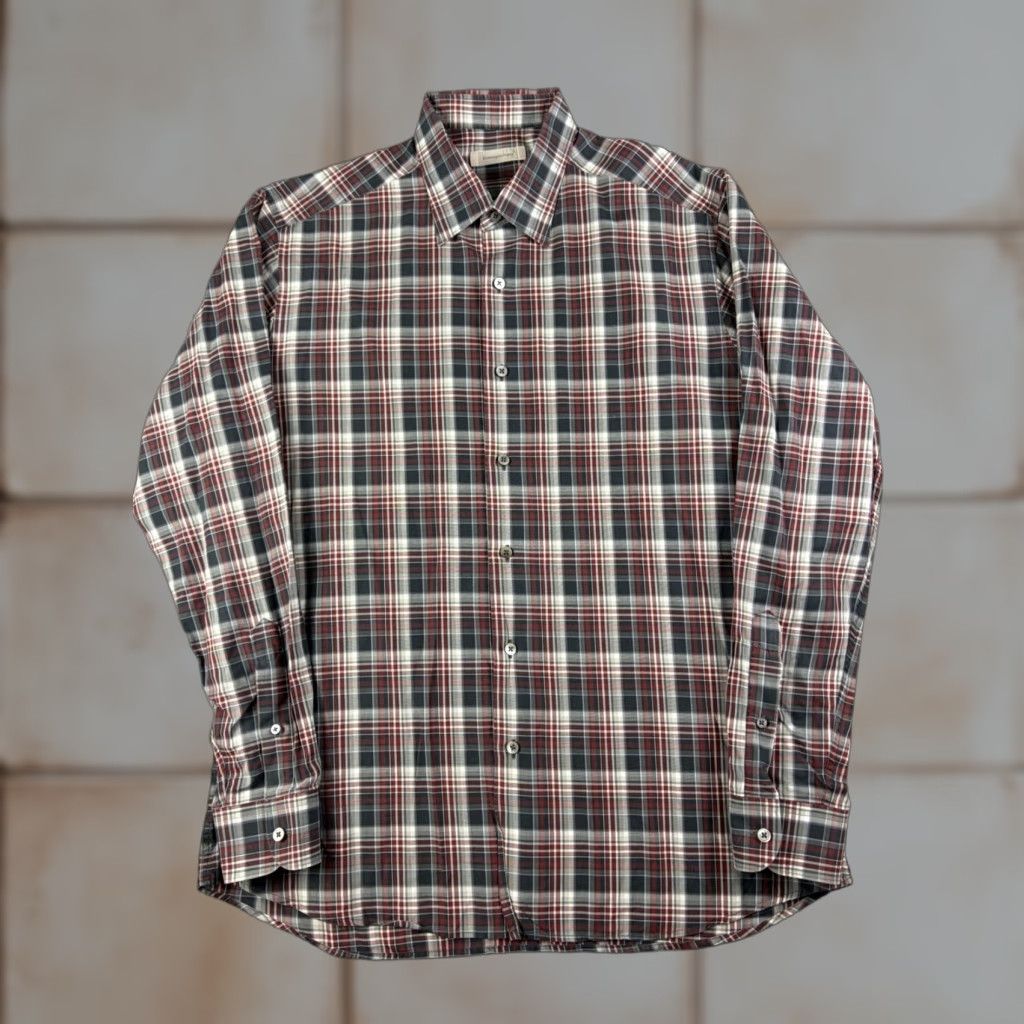 Ermenegildo Zegna Ermenegildo Zegna Shirt Mens XL Gray Plaid Long Sleeve Button-Down Casual Size US XL / EU 56 / 4 - 1 Thumbnail