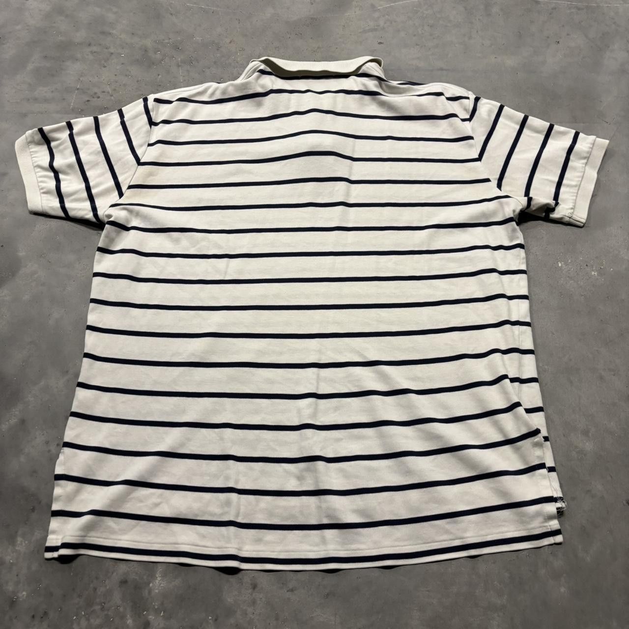 Polo Ralph Lauren × Vintage Crazy Vintage Y2K/2000s White Navy Blue Striped Polo Ralph Lauren Essential Polo Shirt! Size US XL / EU 56 / 4 - 5 Thumbnail