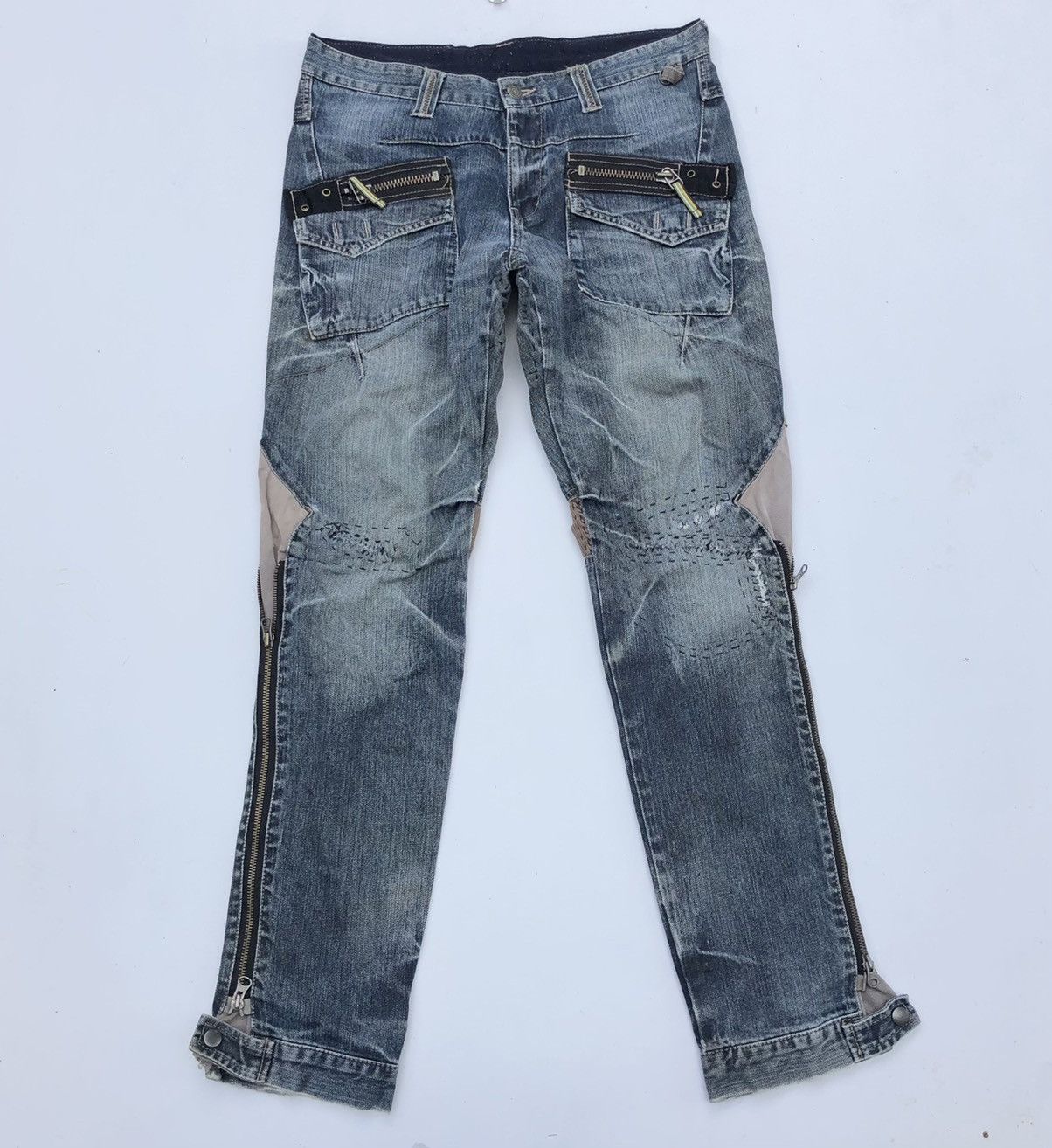 パンツ oos japanese label bondage dameged denim Blue Bondage Jeans Japanese | Grailed
