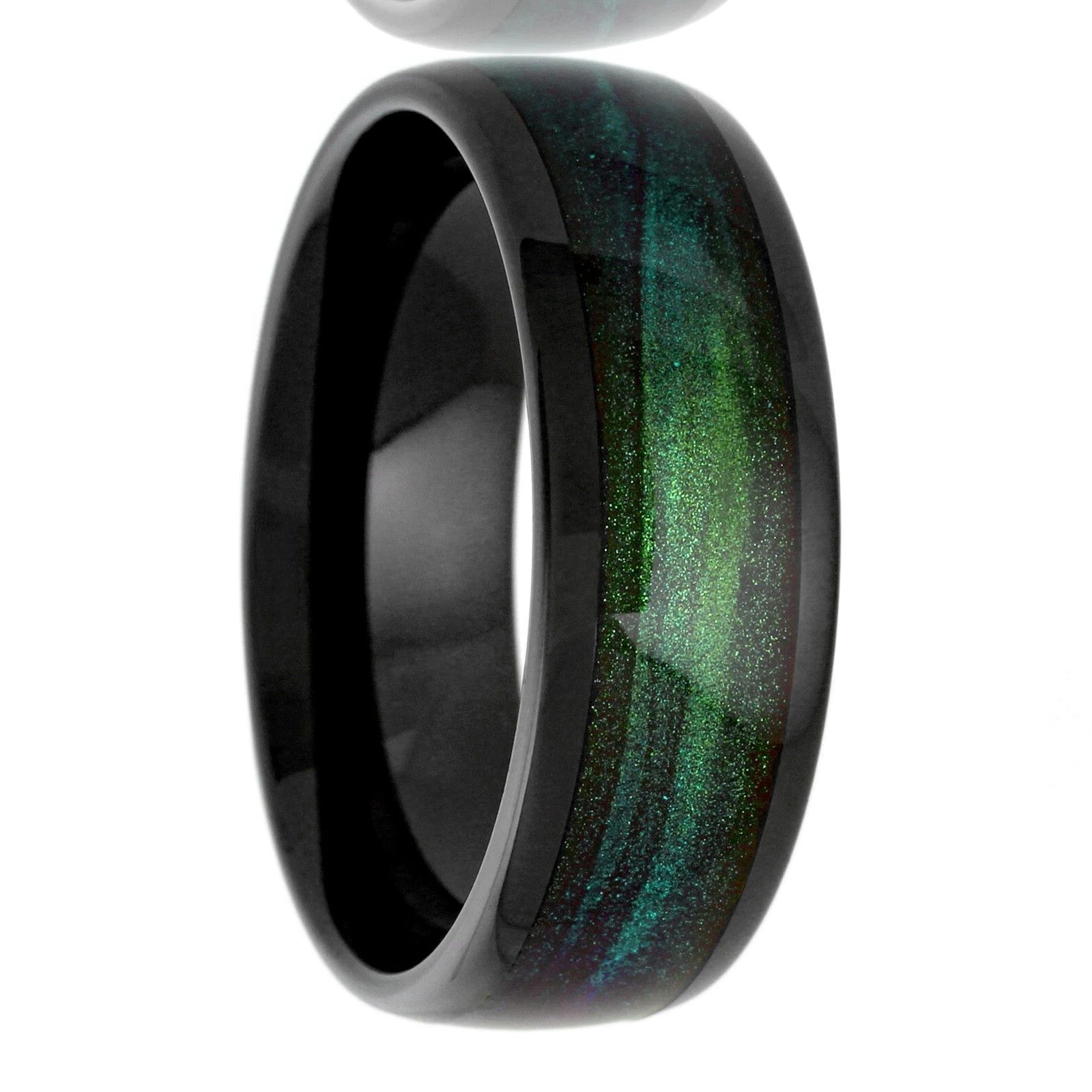 Other Black Tungsten Green Flowing Sand Wedding Band Ring For Men Size ONE SIZE - 2 Thumbnail