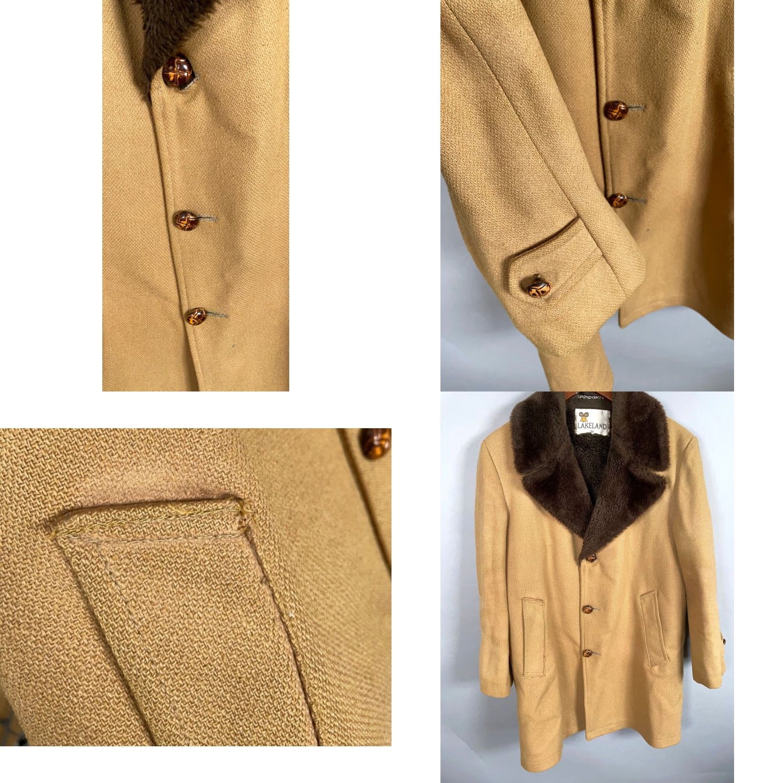 Marlboro VINTAGE Lakeland Coat Men 38 Light Brown Faux Fur Lined Rancher 70s 80s Retro Western Parka Mens Size US XXS / EU 40 - 9 Thumbnail