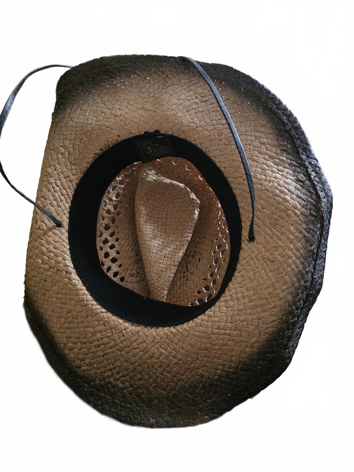 Other JHATS Unisex Straw Cowboy Hat Western Chin Strap Distressed Size ONE SIZE - 10 Thumbnail