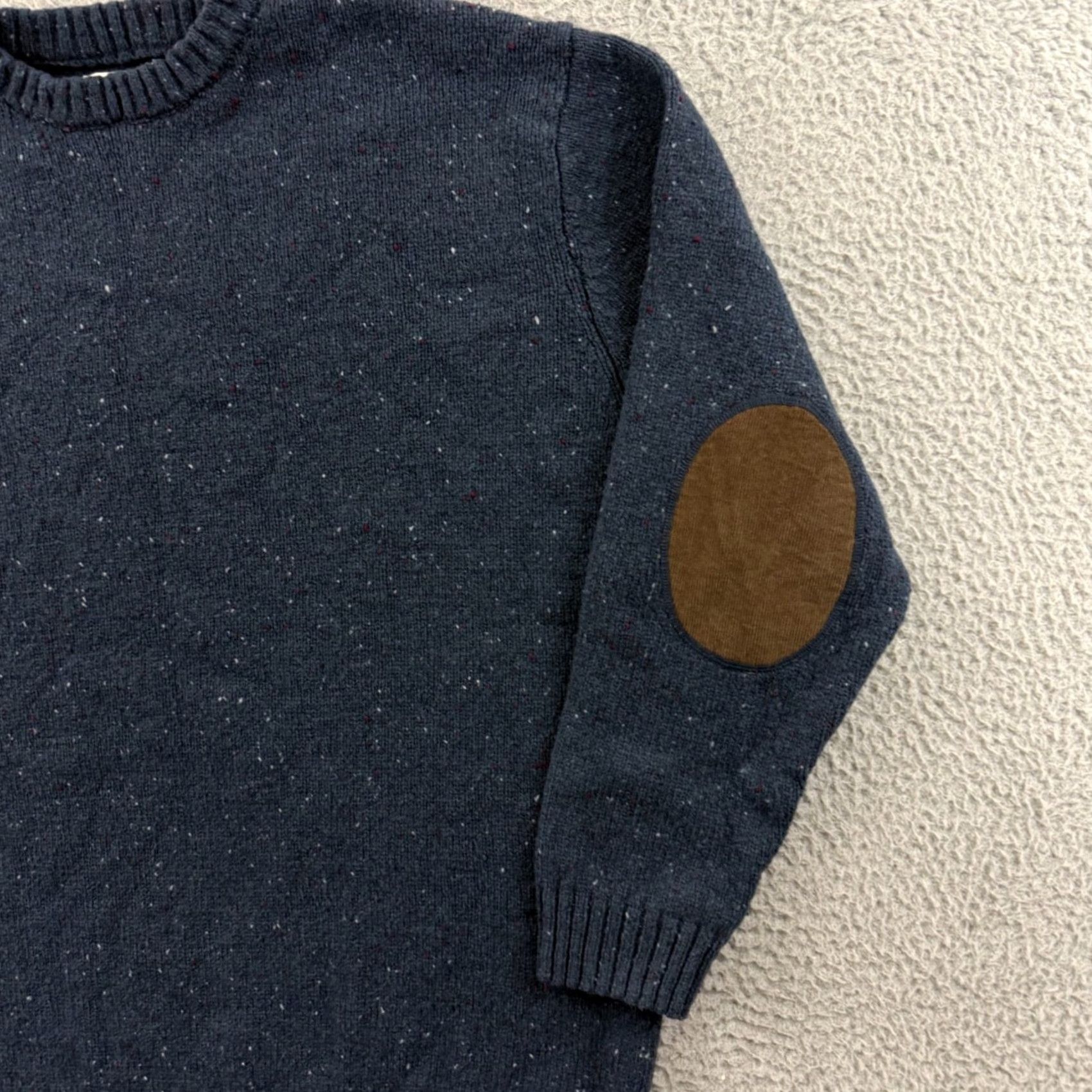 Vintage Line Of Trade Sweater Mens 2XL Blue Wool Blend Fleck Elbow Patches Knit Pullover Size US XL / EU 56 / 4 - 5 Thumbnail