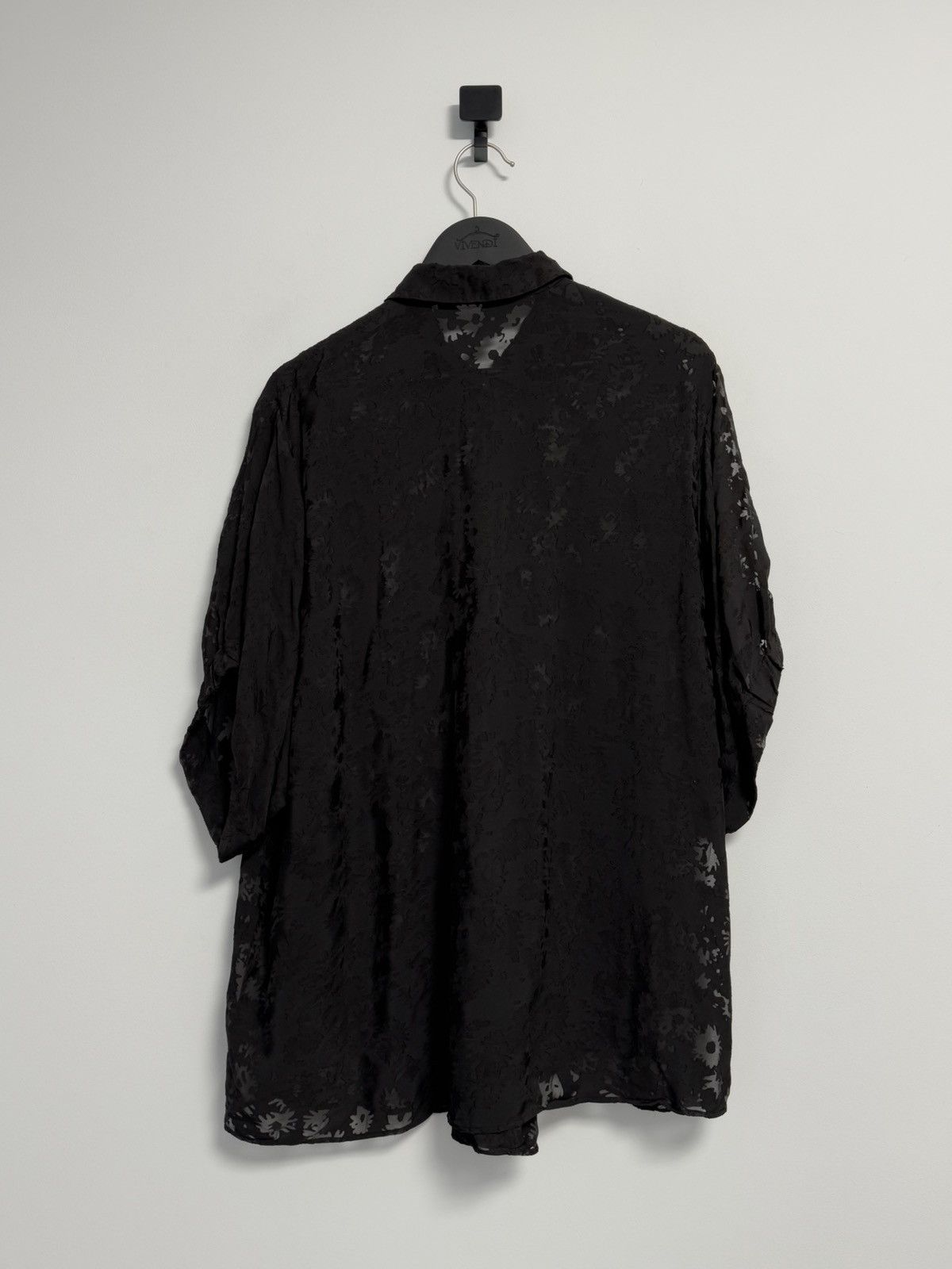 Stella McCartney STELLA MCCARTNEY Black Silk Ruched Shirt Blouse Top Size XL / US 12-14 / IT 48-50 - 7 Thumbnail
