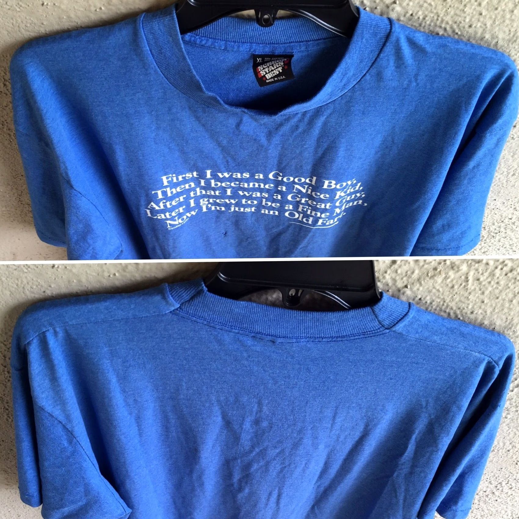 Vintage VINTAGE Old Fart T-Shirt Screen Stars c STUDIO 4 EAST XL Blue 1980s 50/50 Single Stitch Made In USA Mens Graphic Tee Size US XL / EU 56 / 4 - 5 Thumbnail