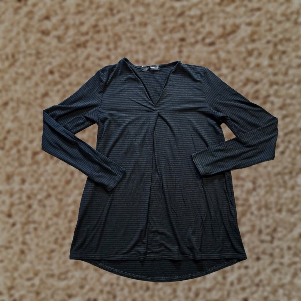 Vintage Cutloose Top Womens XS Black Gray Striped Long Sleeve Tunic Casual Shirt Blouse Size XS / US 0-2 / IT 36-38 - 1 Thumbnail