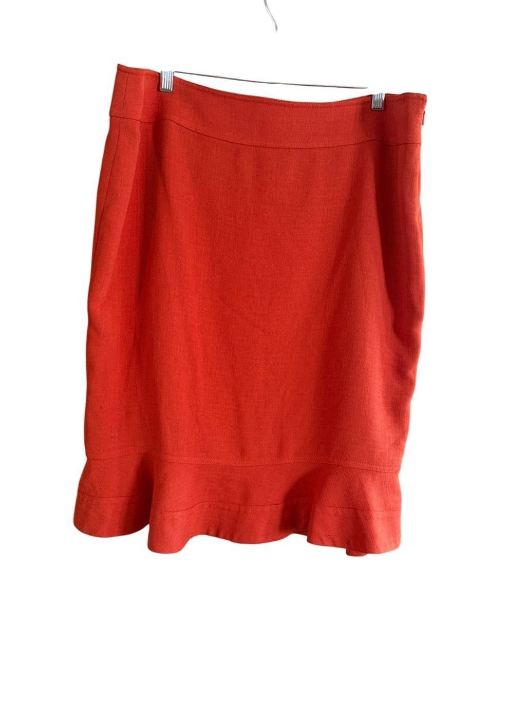 Anne Klein Women's Anne Klein Orange Midi Skirt with Ruffle Hem Size 14 Size 36" / US 14 / IT 50 - 3 Thumbnail