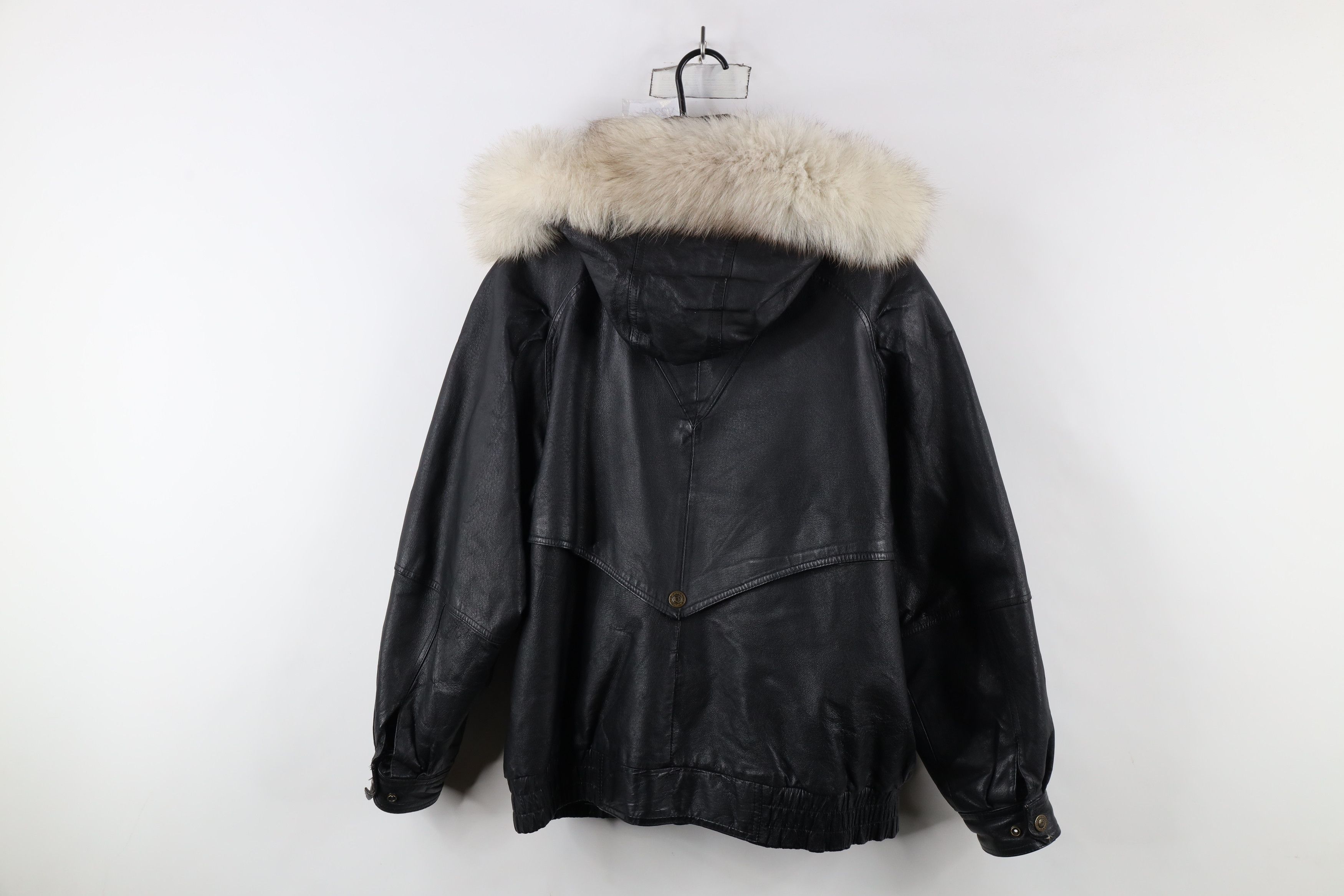 Vintage Vintage 90s Streetwear Fur Trim Hooded Leather Bomber Jacket Size US M / EU 48-50 / 2 - 13 Thumbnail