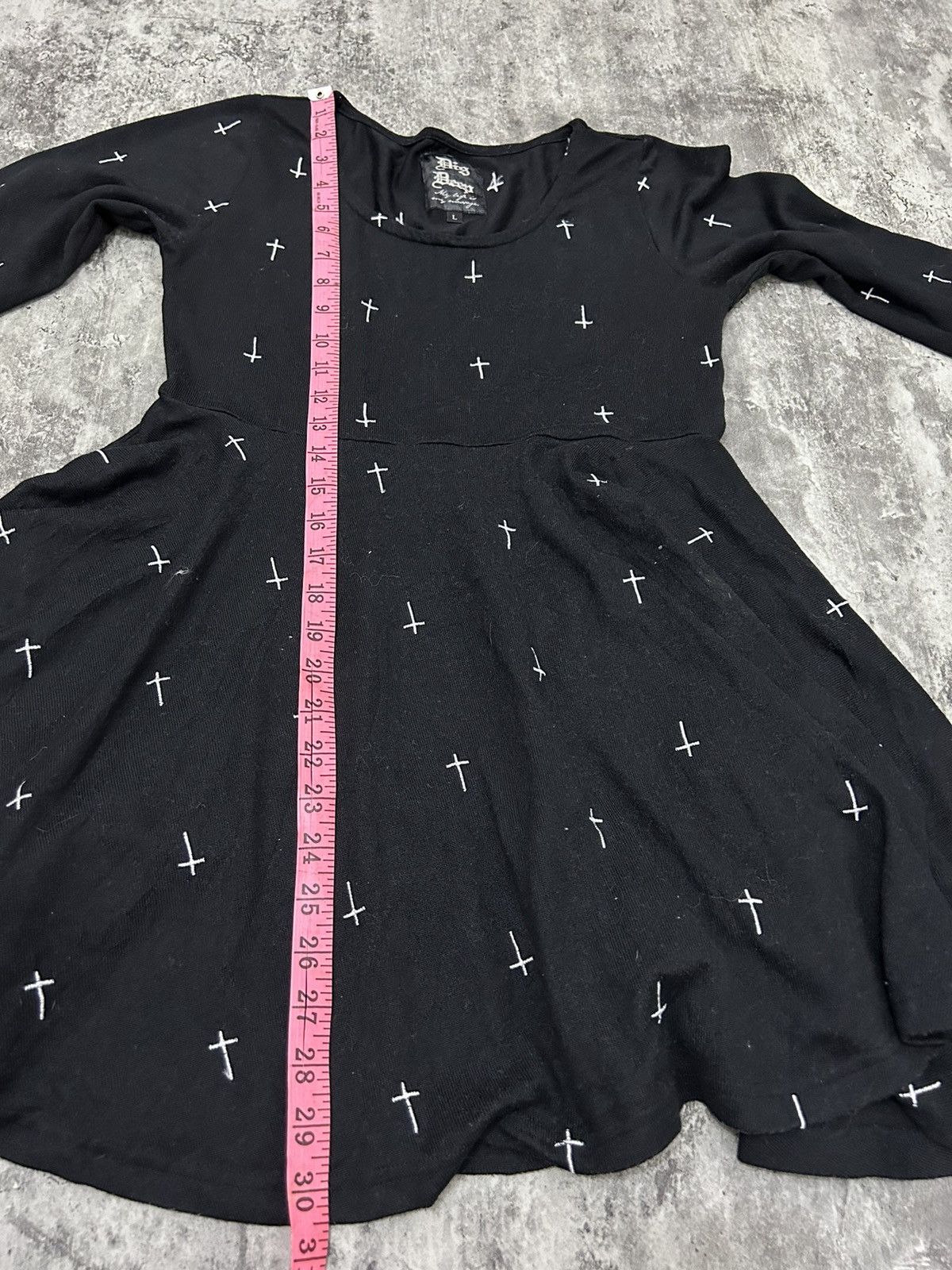 14th Addiction × If Six Was Nine × Japanese Brand Dig Deep Embroidered Aop Cross Acrylic Mini Dress Size L / US 10 / IT 46 - 13 Thumbnail