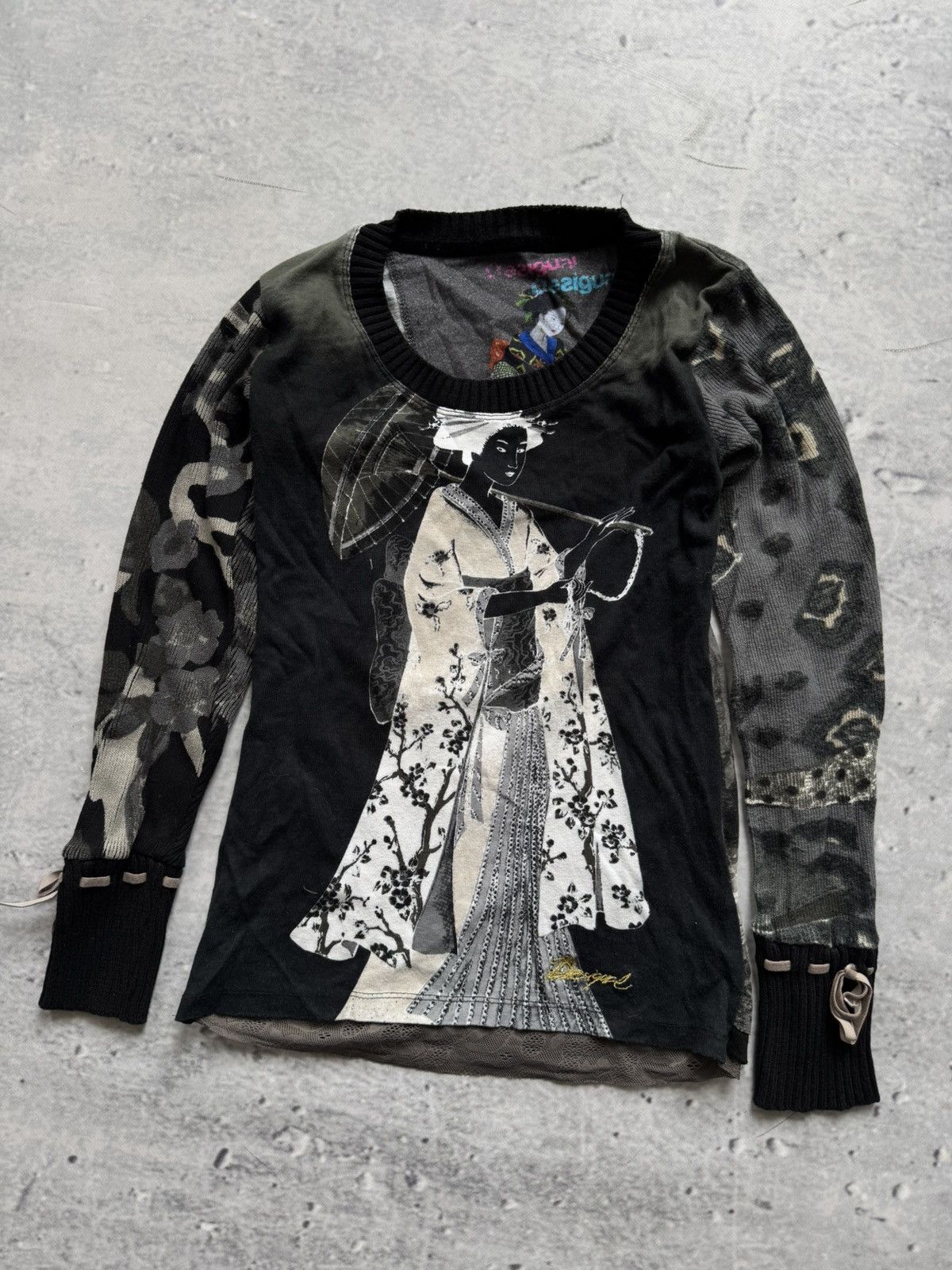 Desigual × Japanese Brand Desigual long sleeve Geisha Japanese style rare Size L / US 10 / IT 46 - 1 Thumbnail
