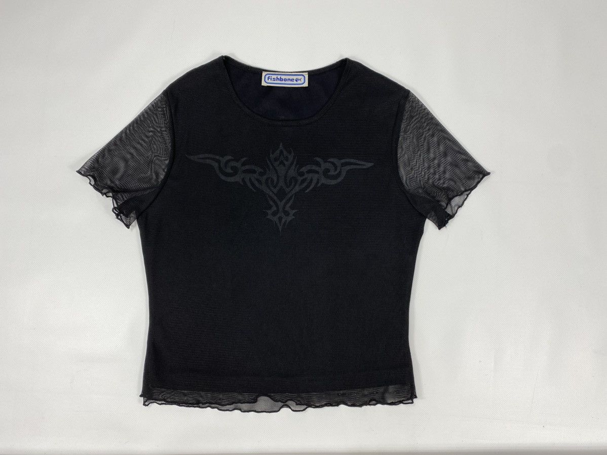 Vintage 🔥LASTDROP🔥 VTG Y2K Tribal Mesh France Fishbone Crop T-shirt Size S / US 4 / IT 40 - 3 Thumbnail
