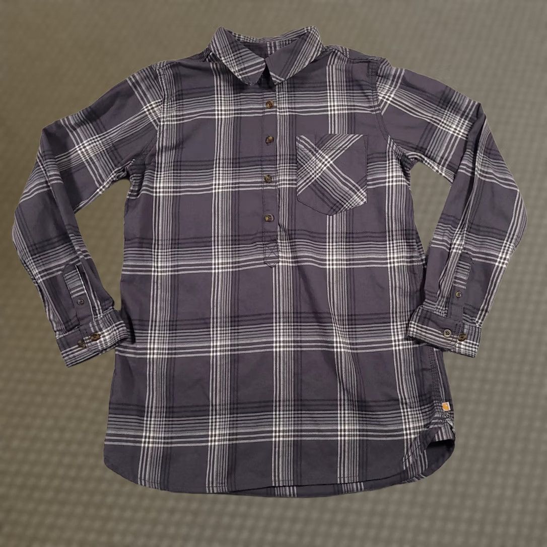 Carhartt VINTAGE Carhartt Pullover Plaid 1/2 Button Collared Shirt Women's Medium Gray Size M / US 6-8 / IT 42-44 - 1 Thumbnail