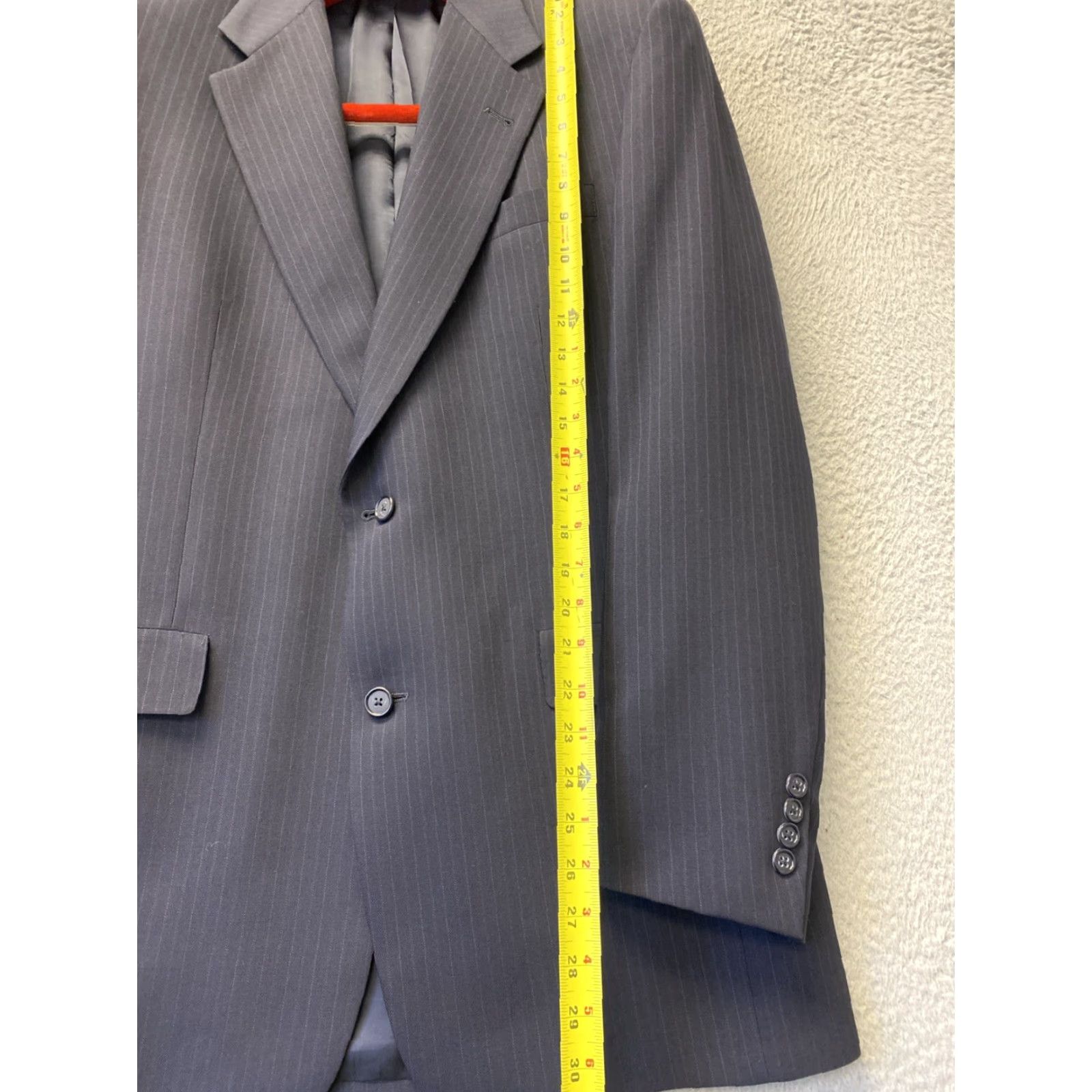 Hart Schaffner Marx Hart Schaffner & Marx Navy Blue Pin Stripe 2 Piece Suit 40L Classic Business Mens Size 40L - 6 Thumbnail