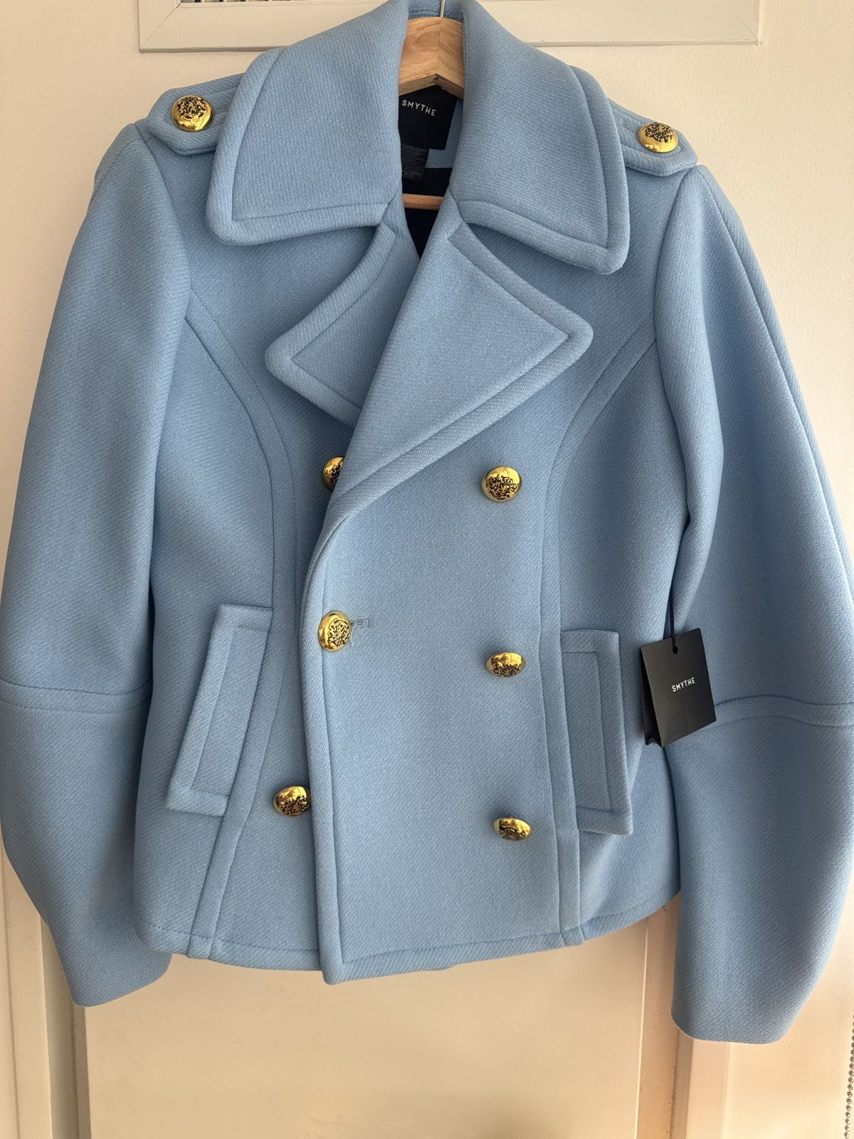 SMYTHE Smythe 3 of 5 Light Blue Wool Double Breasted Jacket Size S / US 4 / IT 40 - 1 Preview