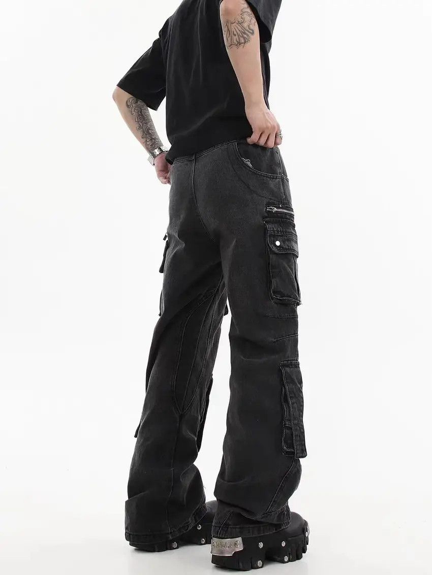Designer × Japanese Brand Deconstructed Heavy Duty Workwear Denim Trousers Black Size US 30 / EU 46 - 3 Thumbnail