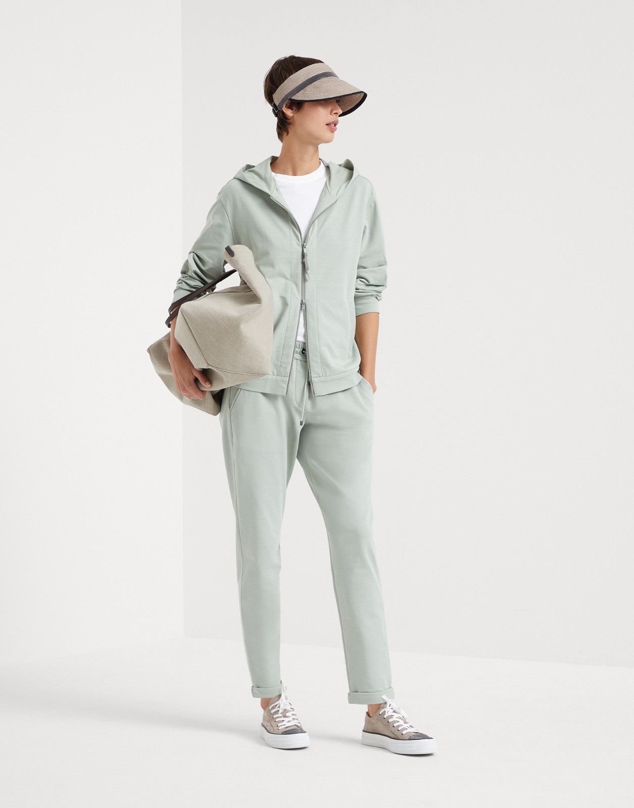 Brunello Cucinelli o1la1rc1a0525 Cardigan Sweatshirt in Light Green Size XL / US 12-14 / IT 48-50 - 4 Thumbnail