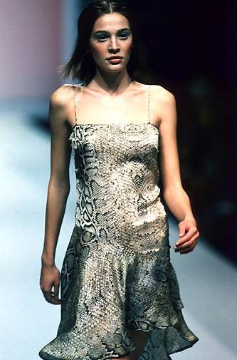 Roberto Cavalli ARCHIVE S/S 1998 RUNWAY SNAKE SKIN SILK DRESS Size S / US 4 / IT 40 - 2 Thumbnail