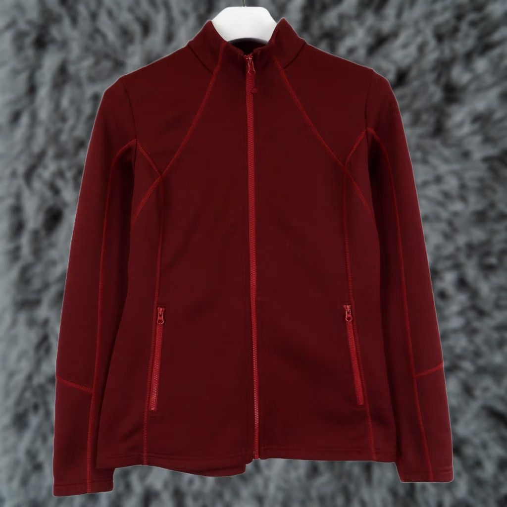 Vintage ENGELBERT STRAUSS Poly Stretch Regular Jacket Women's MEDIUM Softshell Fleece Burgundy Zip Mock Neck All Seasons Womens Regular Jacket Size M / US 6-8 / IT 42-44 - 1 Thumbnail