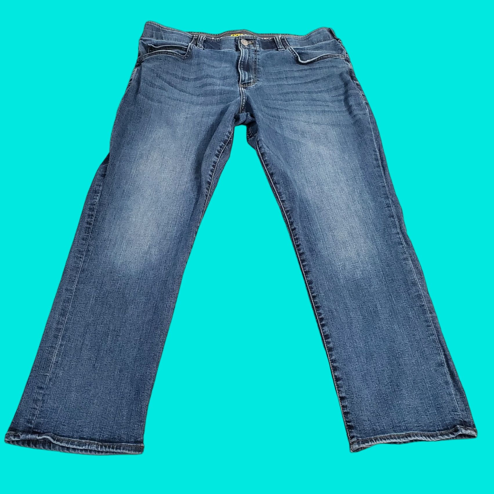 Lee Lee Jeans Mens 38x29 Blue Straight Fit Tapered Leg Extreme Motion Stretch Faded Jeans Mens 38 Blue Denim Cotton Logo Pockets Vintage No Size US 38 / EU 54 - 1 Thumbnail