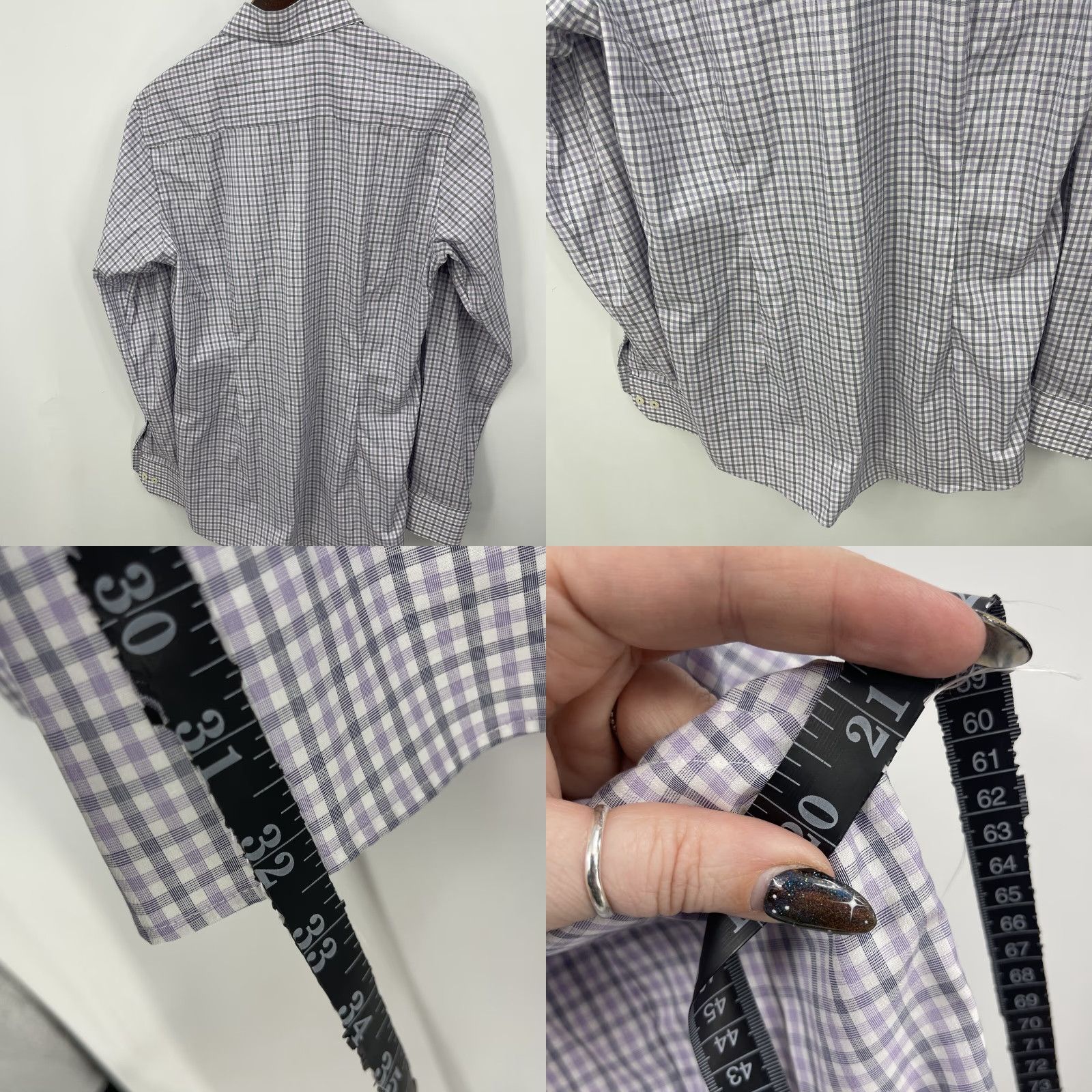 Eton VINTAGE Etón Men’s Slim Fit Plaid Shirt 38 Gray Long Sleeve Button-Up Business Casual Size US M / EU 48-50 / 2 - 8 Thumbnail