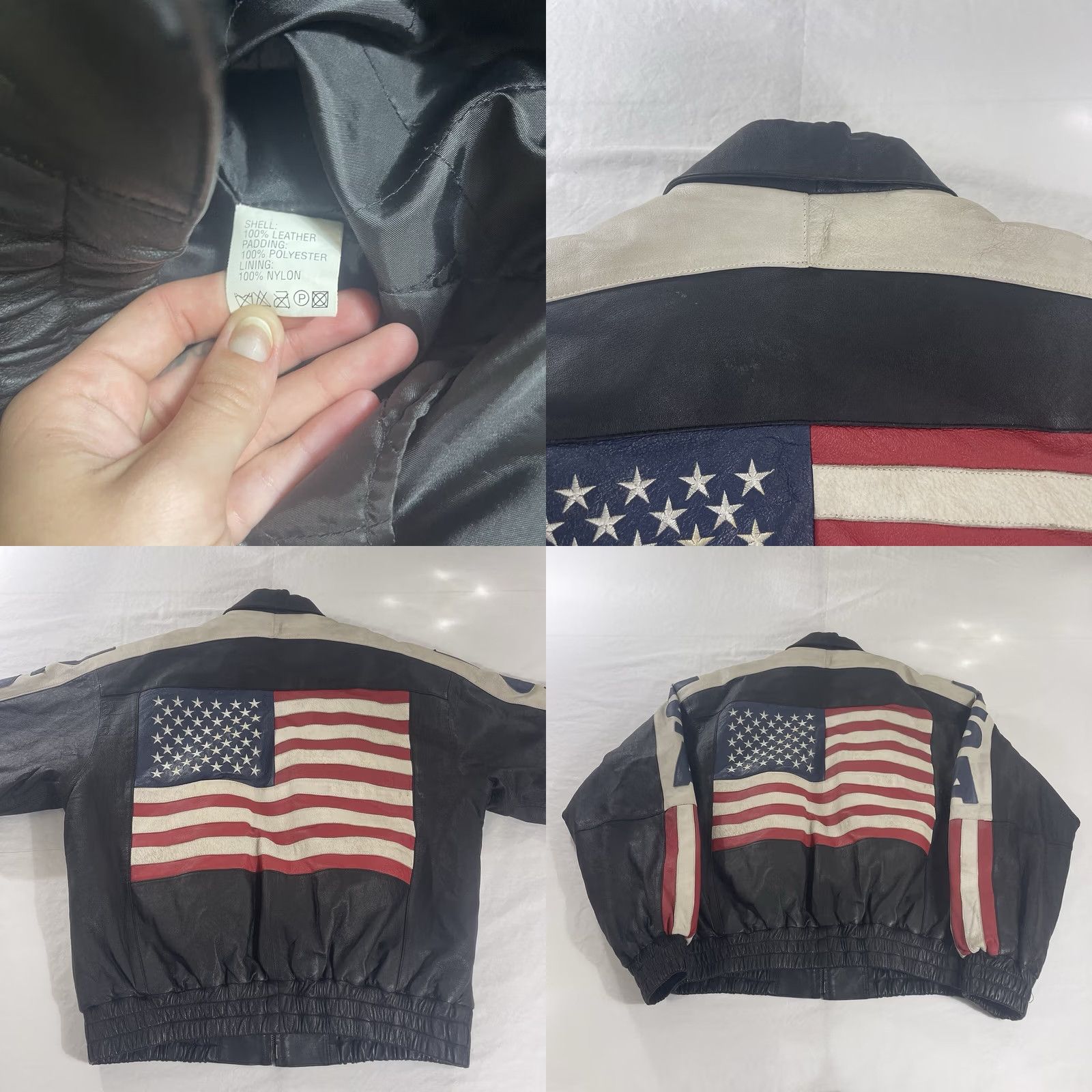 Vintage VINTAGE Extreme Leather Jacket Biker Men's L Black AMERICAN FLAG Pockets Zip 90s Halloween? Size US L / EU 52-54 / 3 - 10 Thumbnail