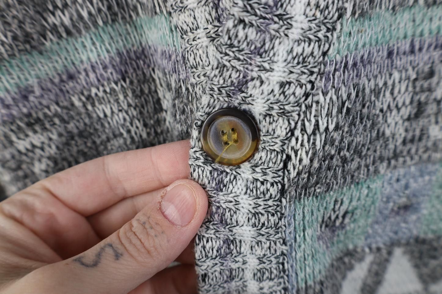 Vintage Vintage 90s Streetwear Striped Knit Cardigan Sweater Size US L / EU 52-54 / 3 - 4 Thumbnail