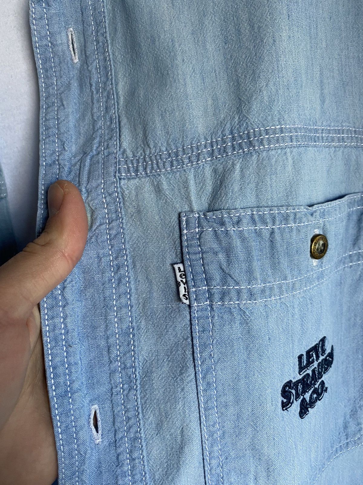 Levi's × Levi's Made & Crafted × Levi's Vintage Clothing Vtg Levis Button Up Blue Denim Shirt Size US M / EU 48-50 / 2 - 2 Thumbnail