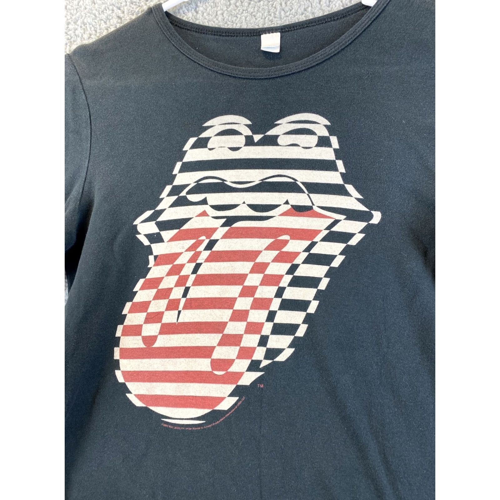 Vintage Motive Women's T-Shirt Long Sleeve Top Slim Fit Crew Neck Cotton XL Black Rolling Stones Basics Classic Shirt Size XL / US 12-14 / IT 48-50 - 2 Thumbnail