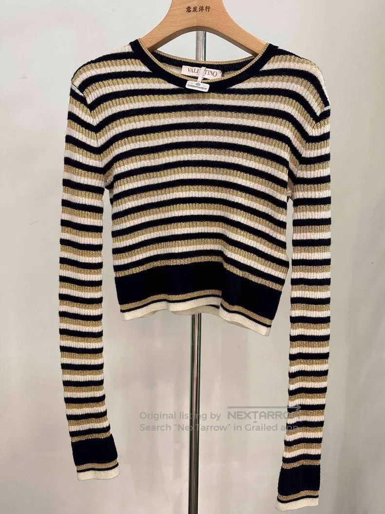 Valentino Valentino Black gold striped knit Size S / US 4 / IT 40 - 1 Thumbnail