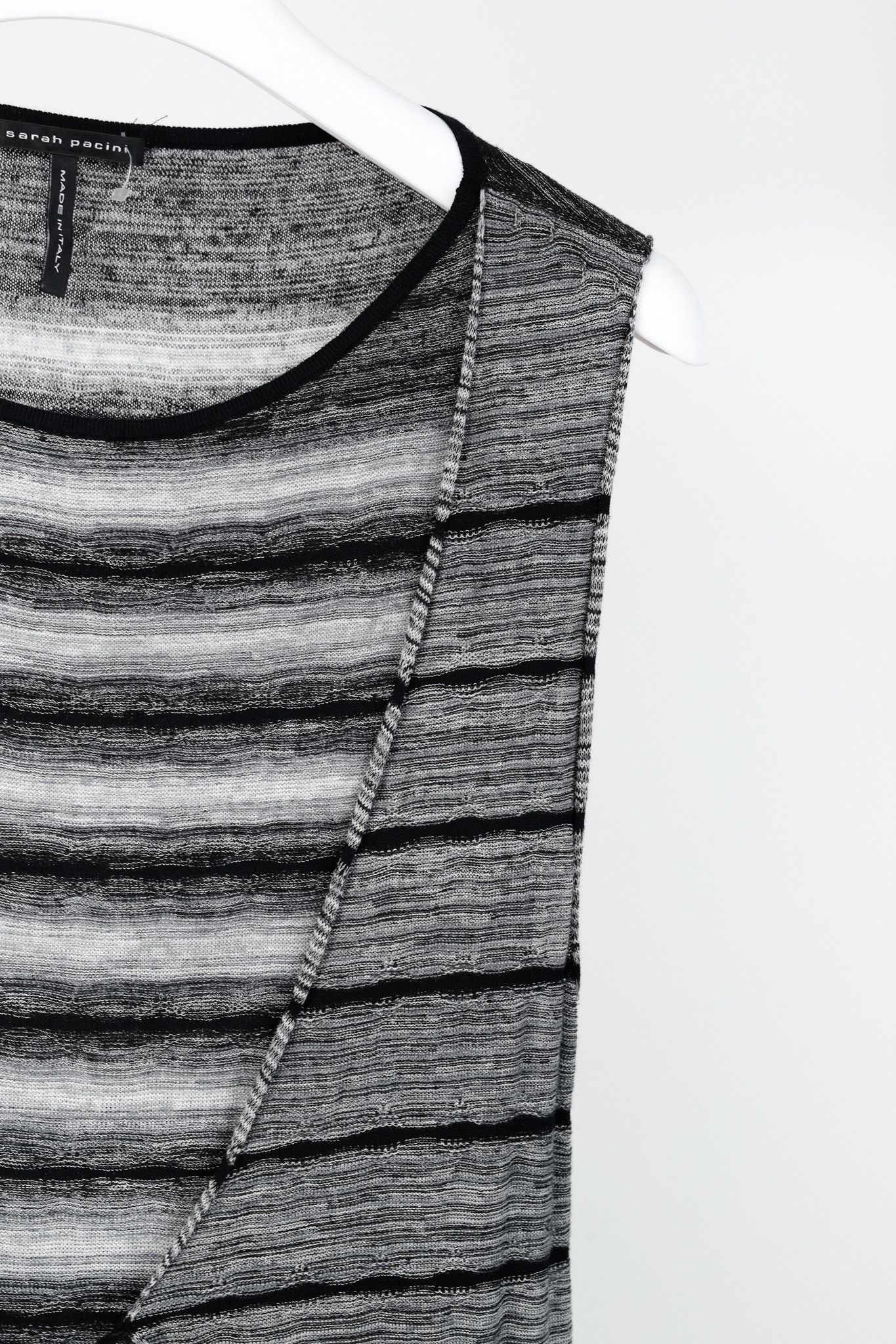 Sarah Pacini Sarah Pacini Grey & Black Striped-Knit Maxi Dress Size ONE SIZE - 5 Thumbnail