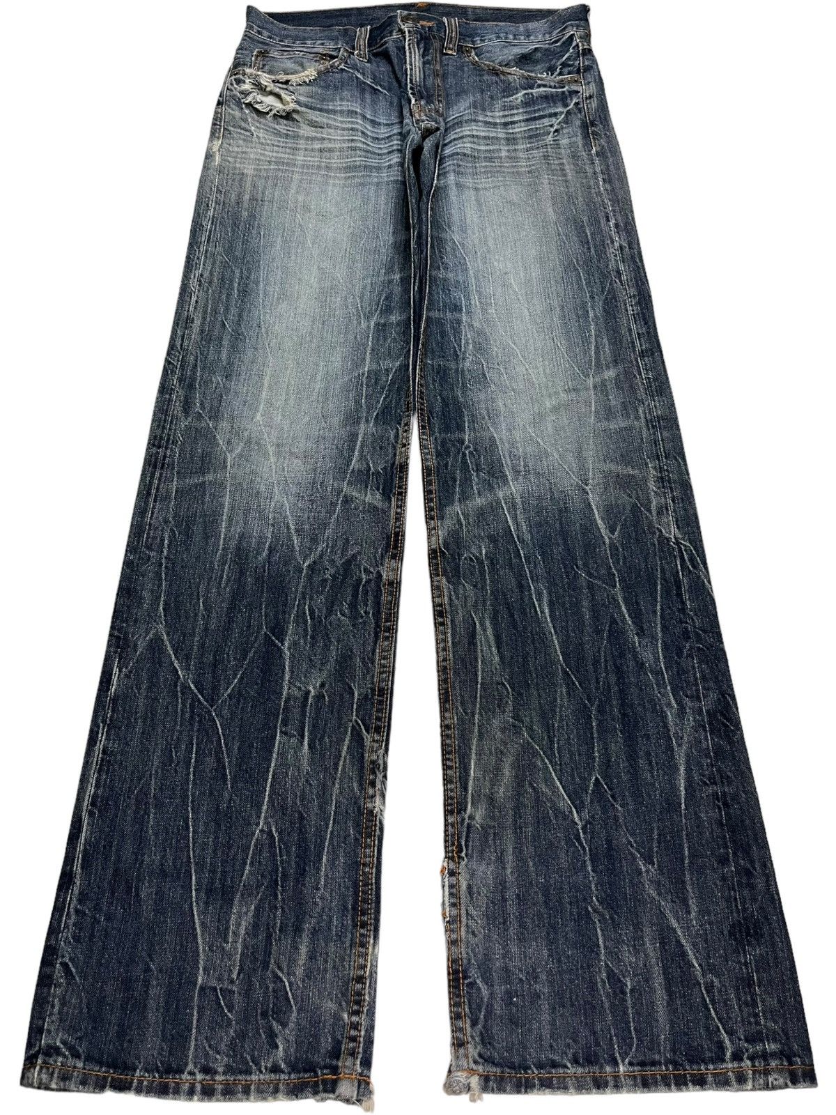 Japanese Brand Vintage Japanese Brand Distress Thunder Style Baggy Jeans Size US 32 / EU 48 - 1 Thumbnail