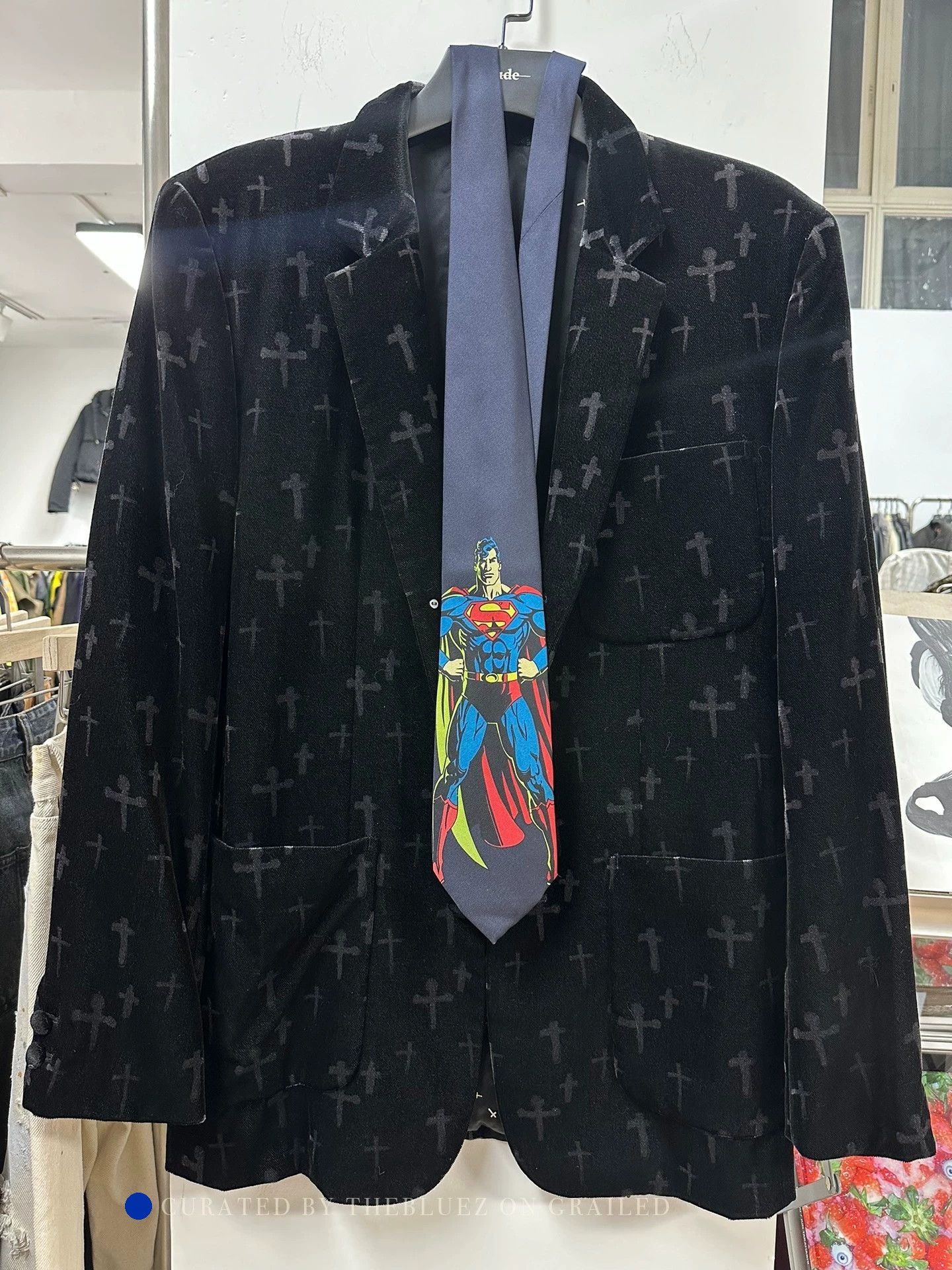 Yohji Yamamoto Cross Pattern Blazer with Graphic Tie Size US M / EU 48-50 / 2 - 1 Thumbnail