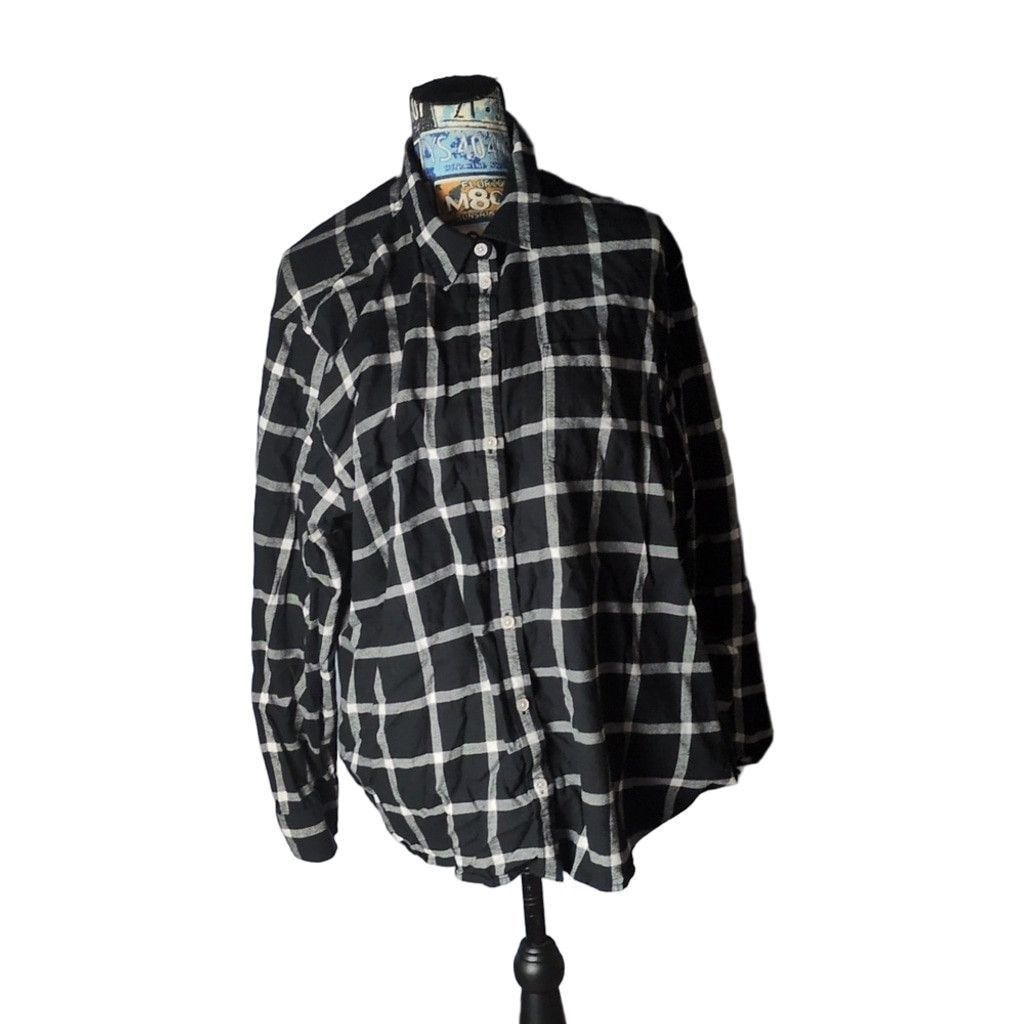 J.Crew J. Crew Black White Plaid Flannel Shirt Size XXL Size XXL / US 16-18 / IT 52-54 - 2 Thumbnail