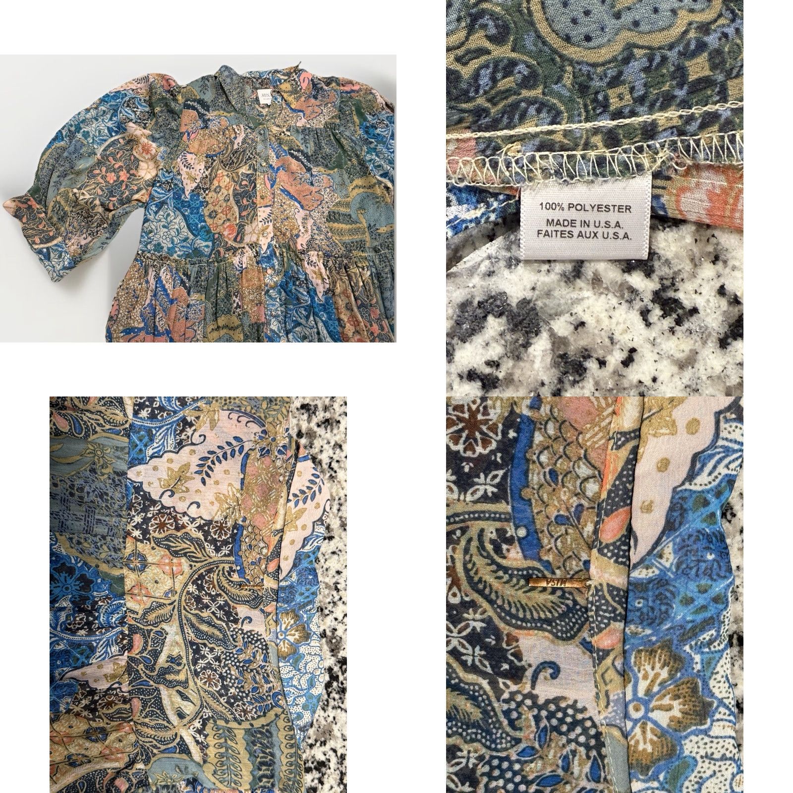 MISA Los Angeles VINTAGE Misa Los Angeles Mita Patchwork Printed Shirt dress Small Size S / US 4 / IT 40 - 8 Thumbnail