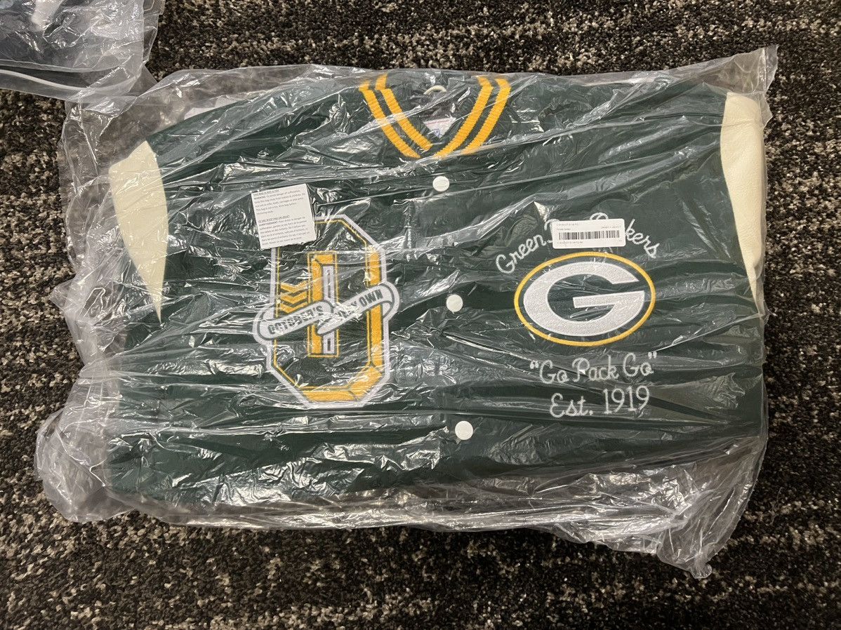 OVO X NFL Green Bay Packers Varsity Jacket Green for Men