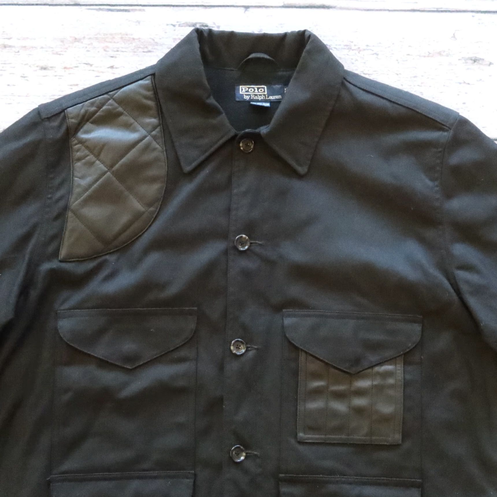Polo Ralph Lauren VINTAGE Polo Ralph Lauren Wax Cotton Leather Trim Jacket Mens L Black Polo Ralph Lauren Jacket L Mens Size US L / EU 52-54 / 3 - 2 Thumbnail