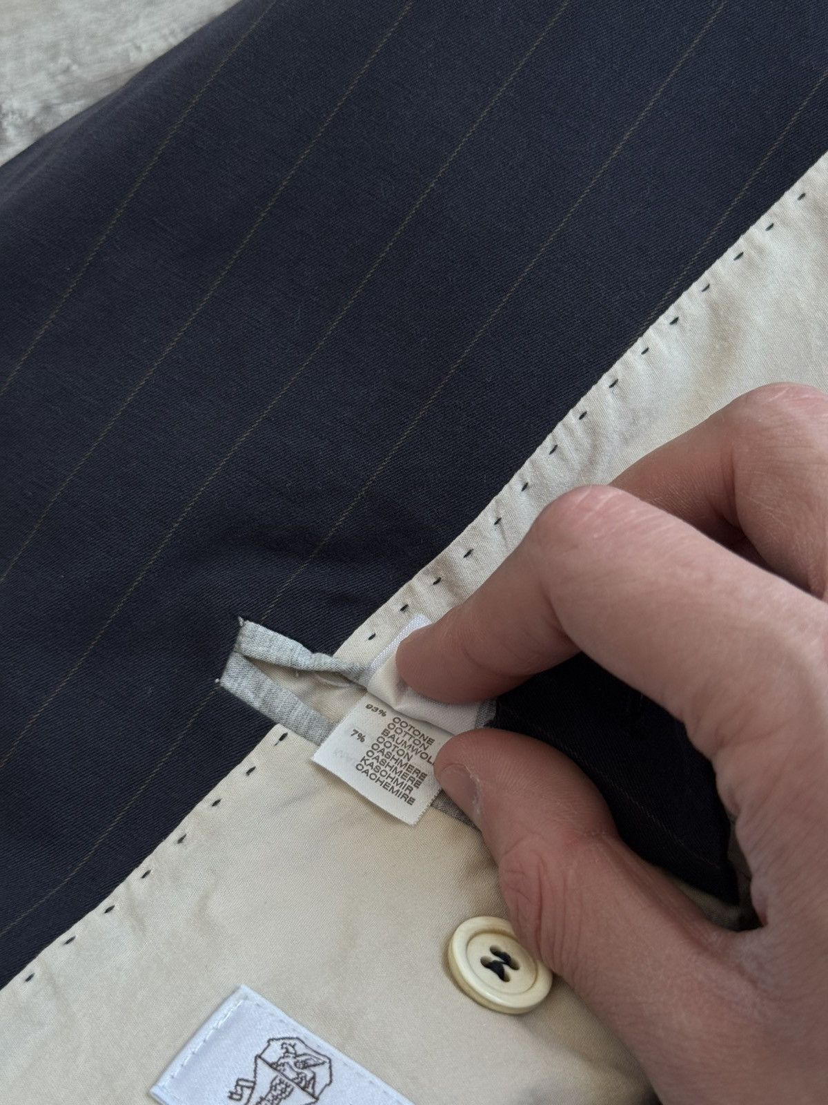 Brunello Cucinelli Brunello Cucinelli Pinstripe Cotton Cashmere Blazer Size 44R - 16 Thumbnail