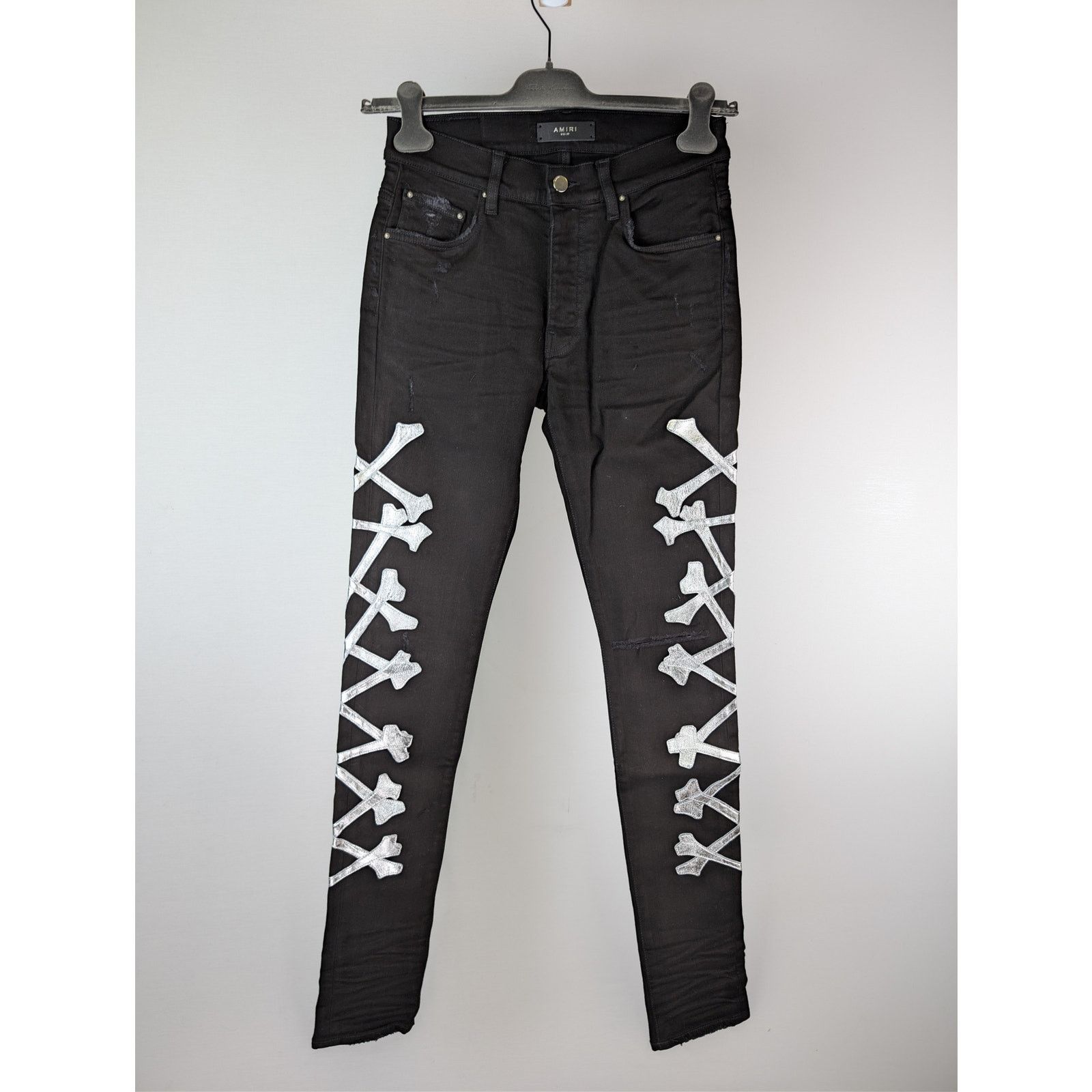 Amiri o1rshd1 Bones Jean Denim Jeans in Black/Silver Size US 30 / EU 46 - 10 Thumbnail