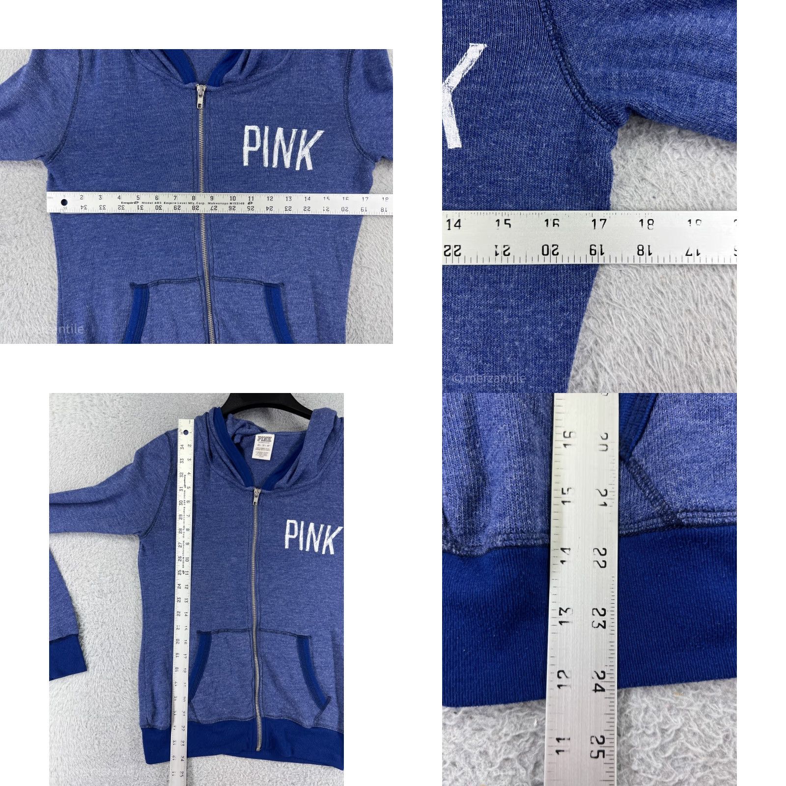 Victoria's Secret Victoria Secret PINK Women Extra Small Blue Sweater Full Zip Hooded Cotton Blend Size S / US 4 / IT 40 - 9 Thumbnail
