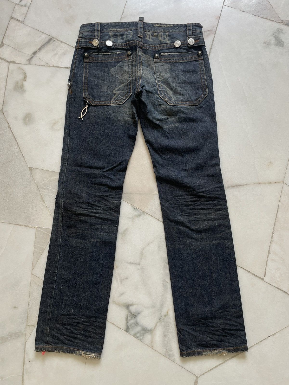 Dsquared2 Rare Dsquared2 Distressed Stamped Art Leather Pocket Knee Size US 32 / EU 48 - 2 Thumbnail