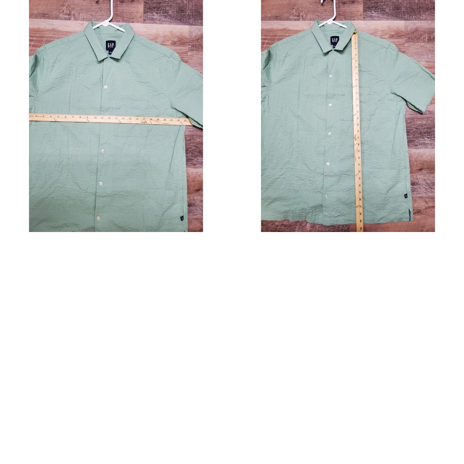 Gap Gap Seersucker Shirt Mens Large Granite Green Short Sleeve Button Up NWT Size US L / EU 52-54 / 3 - 8 Thumbnail
