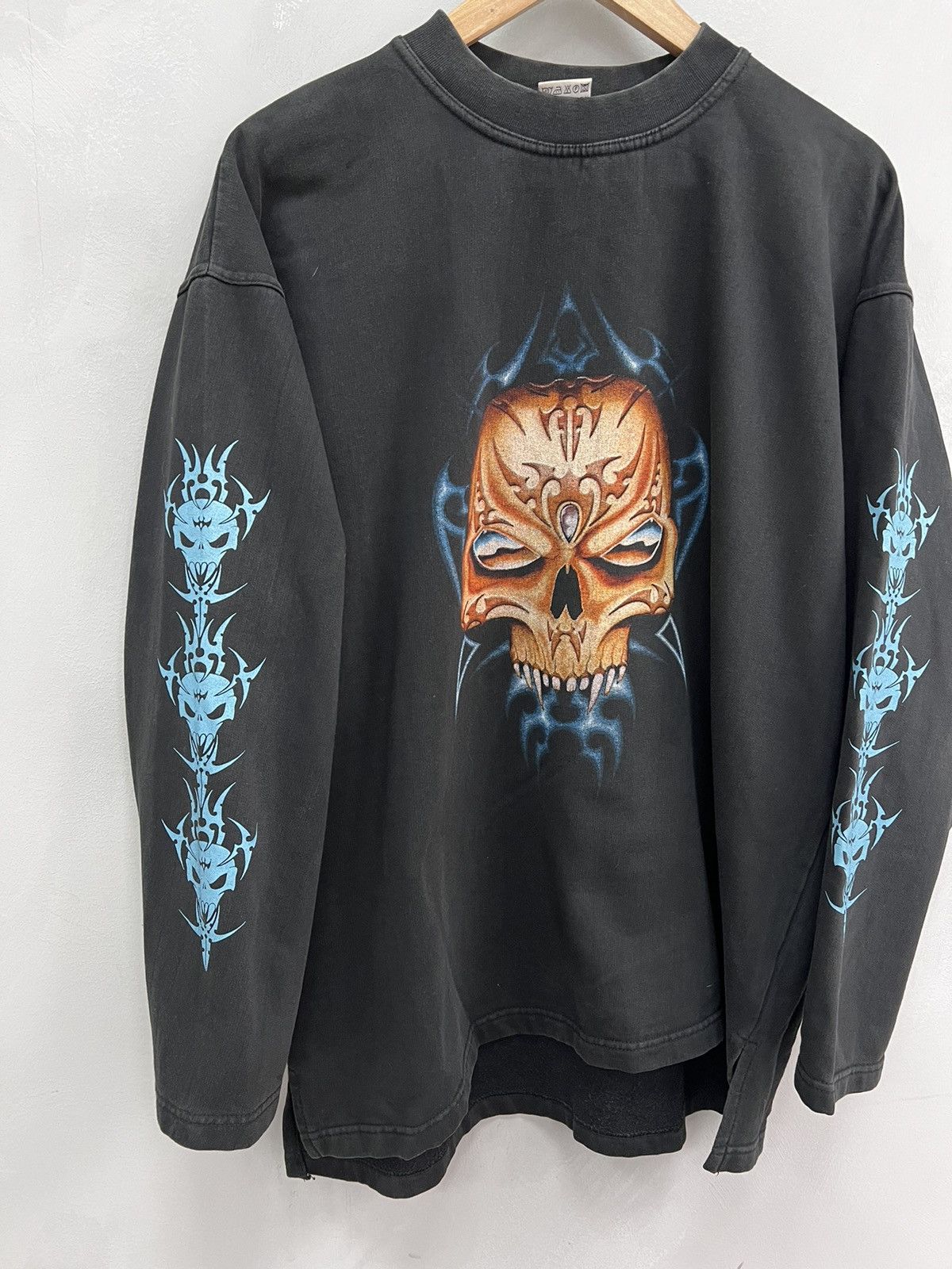 Harley Davidson × If Six Was Nine CRAZY FLAME SKULL BOXY FIT SUN FADED LONG SLEEVE HOODIE Size US XL / EU 56 / 4 - 2 Thumbnail
