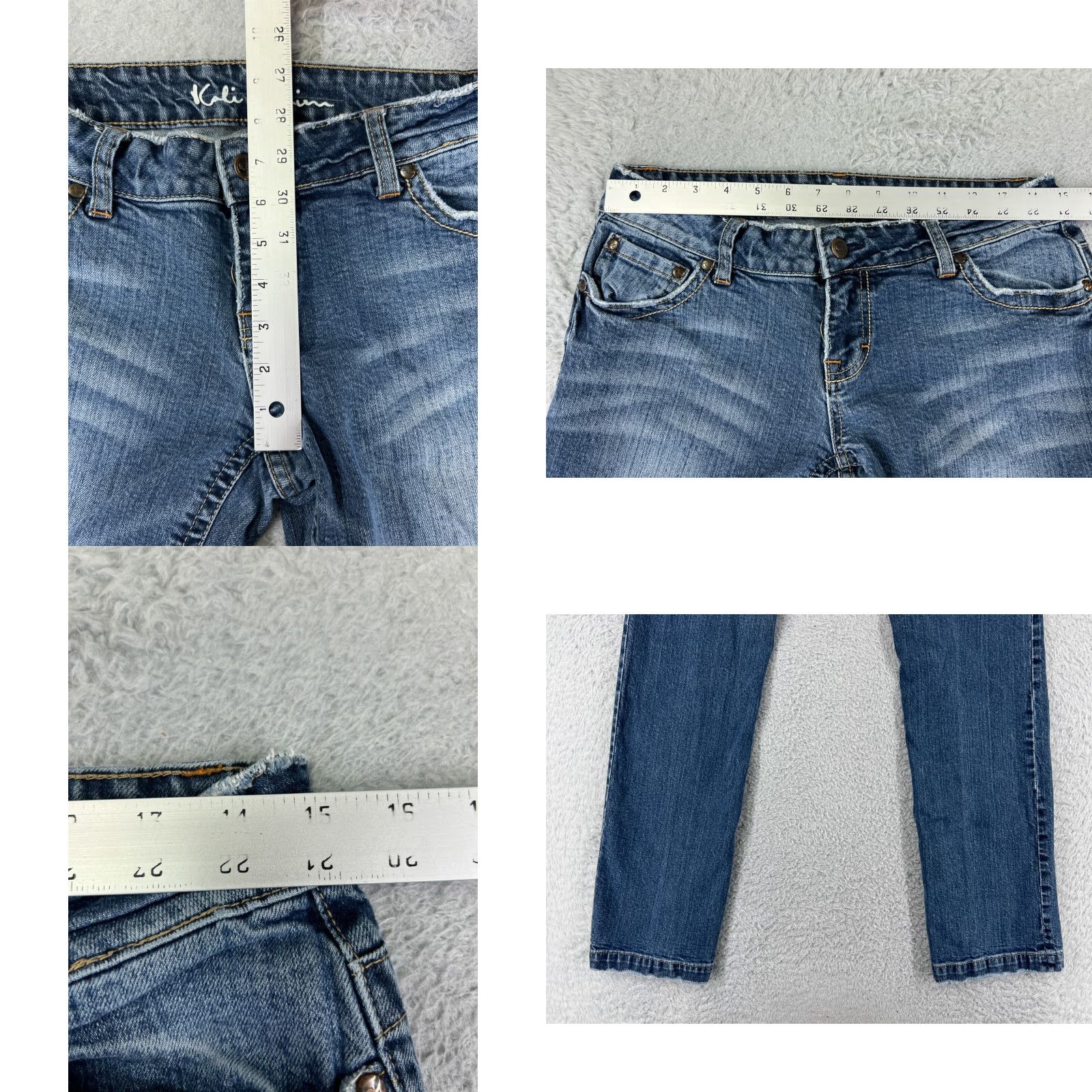Vintage Kali Jeans Womens 9 Blue Denim Low Rise Straight Medium Wash Cotton Blend Jeans Size 30" / US 8 / IT 44 - 9 Thumbnail