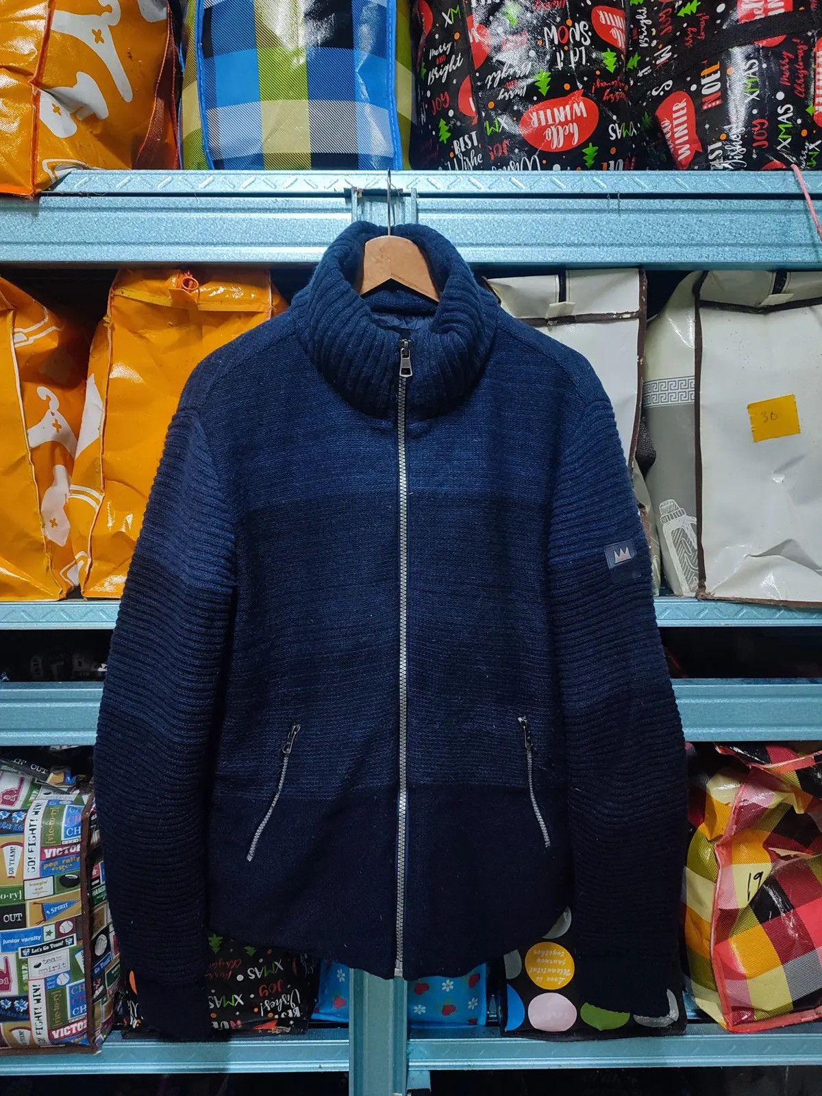 Jean-Michel Basquiat Jean-Michel Basquiat™ Quilted Knit Bomber Jacket – Navy Size US L / EU 52-54 / 3 - 1 Thumbnail